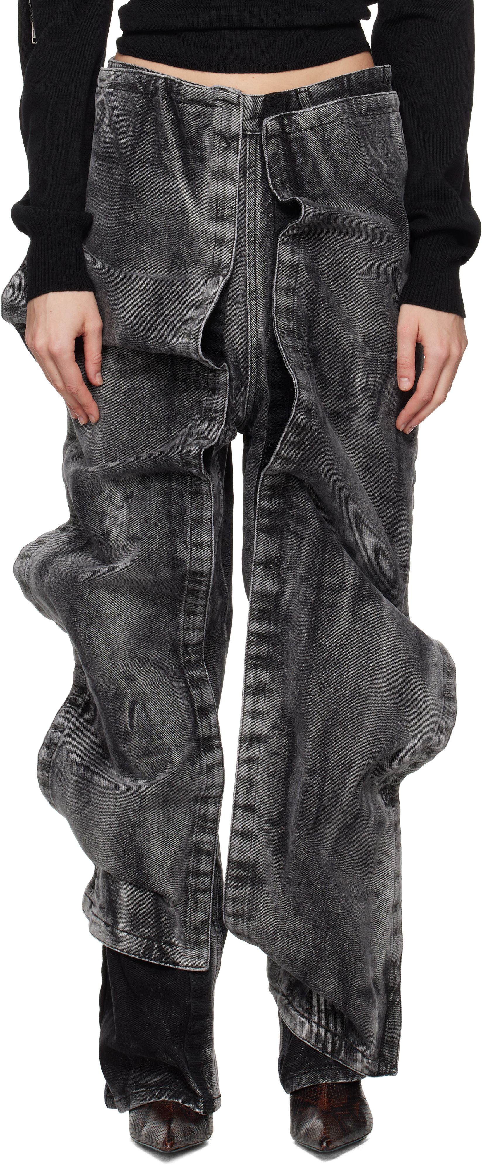 Black Velcro Panel Jeans – On Sale Now with Up to 74% Off