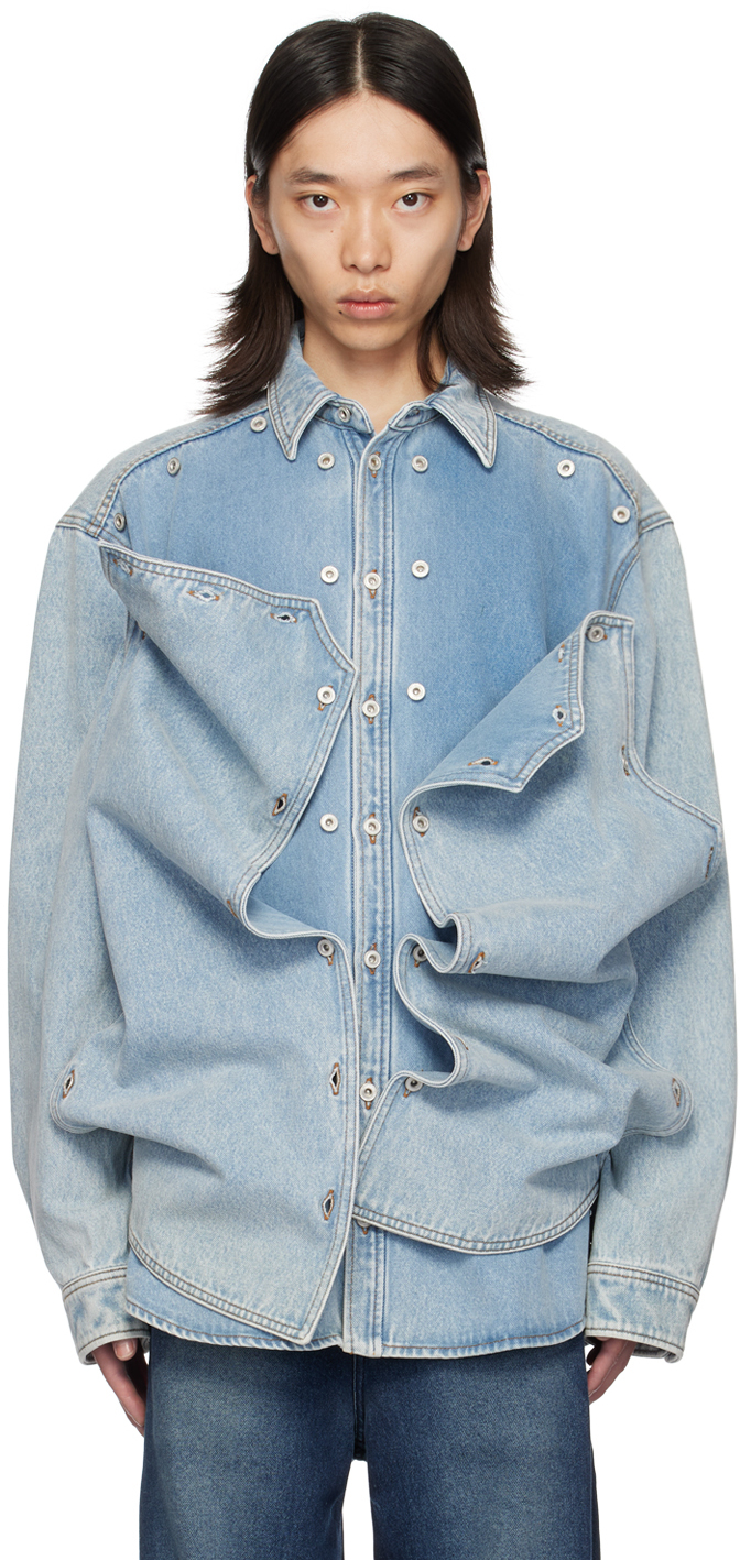 Y/Project Snap Off シャツ Y/Project Gray Snap Off Denim Shirt Y/Project