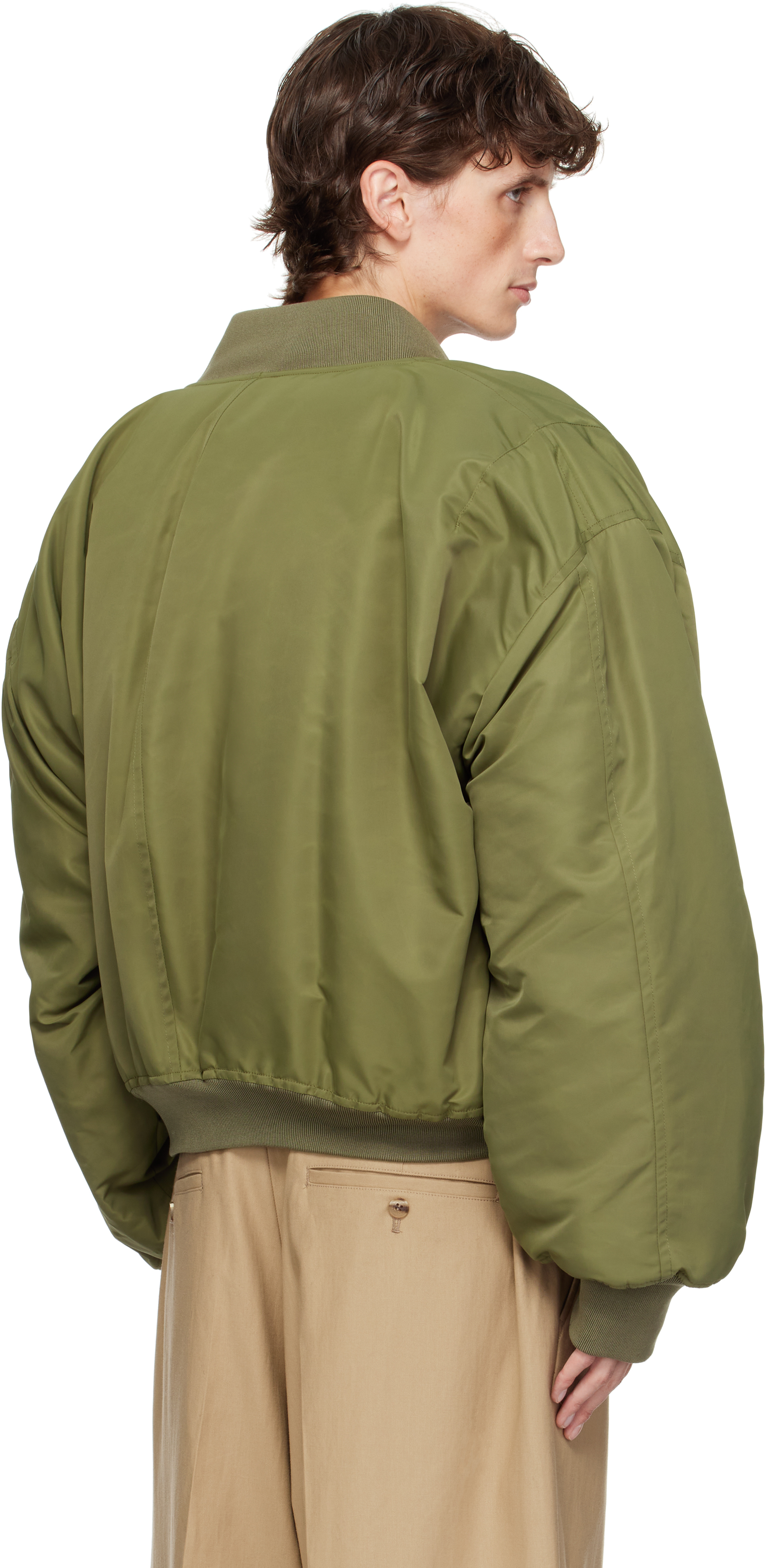 Khaki Nylon Bomber Jacket – On Sale Now with Up to 65% Off