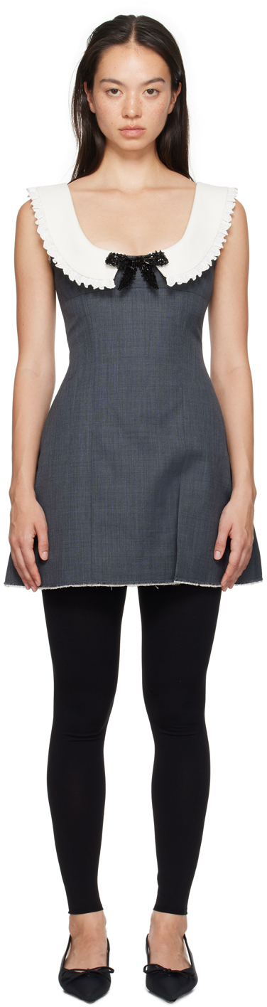 shushu tong グレーパフィーミニドレス　UK6サイズ　新品未使用 Shushu/Tong Gray Round Neck Sleeveless Minidress - Dresses