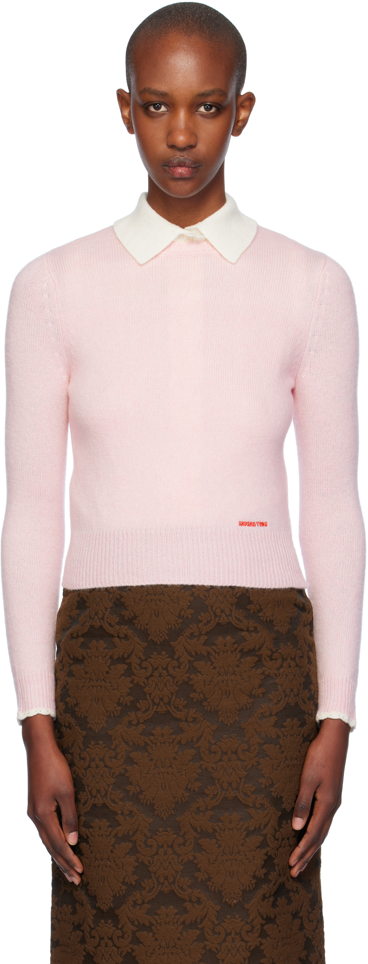 Shushu/Tong Pink Round-Neck Knit Sweater - Sweaters Shushu/Tong Pink Round-Neck Knit Sweater - Sweaters