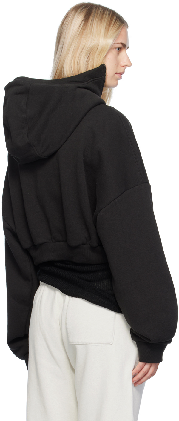 Entire Studios Black Cropped Full Zip Hoodie - Hoodies
