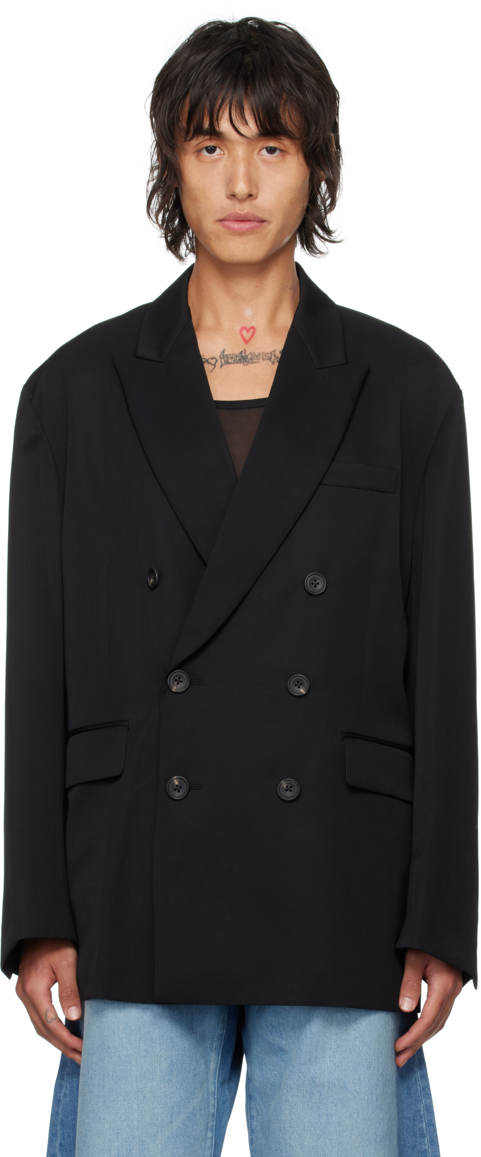 stein Black Oversized Double Breasted Blazer - Suits