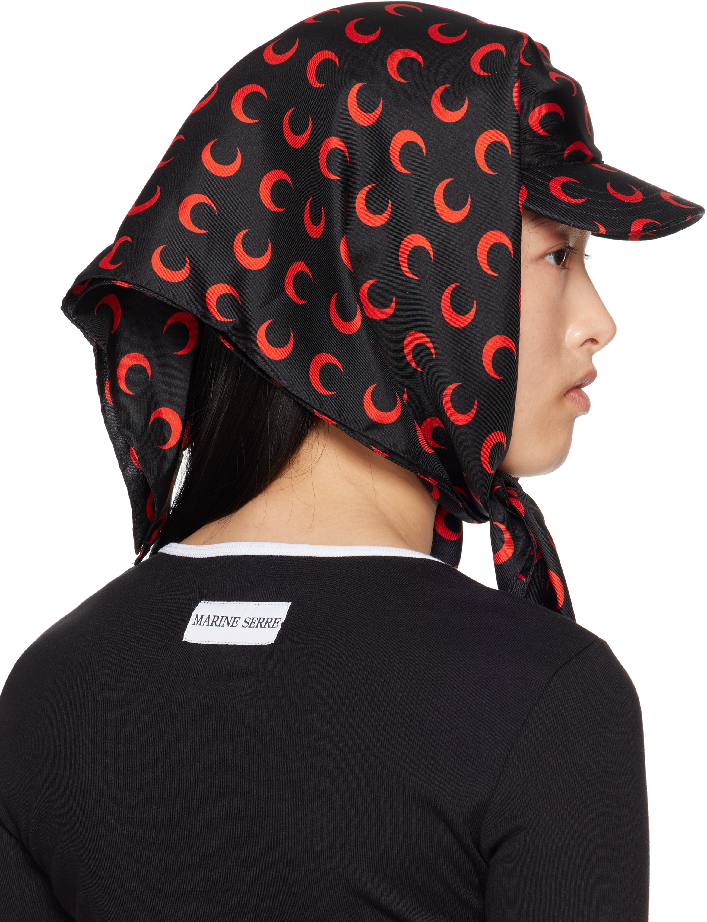 Shop SSENSE Exclusive Black & Red Regenerated Silk Veiled Cap on
