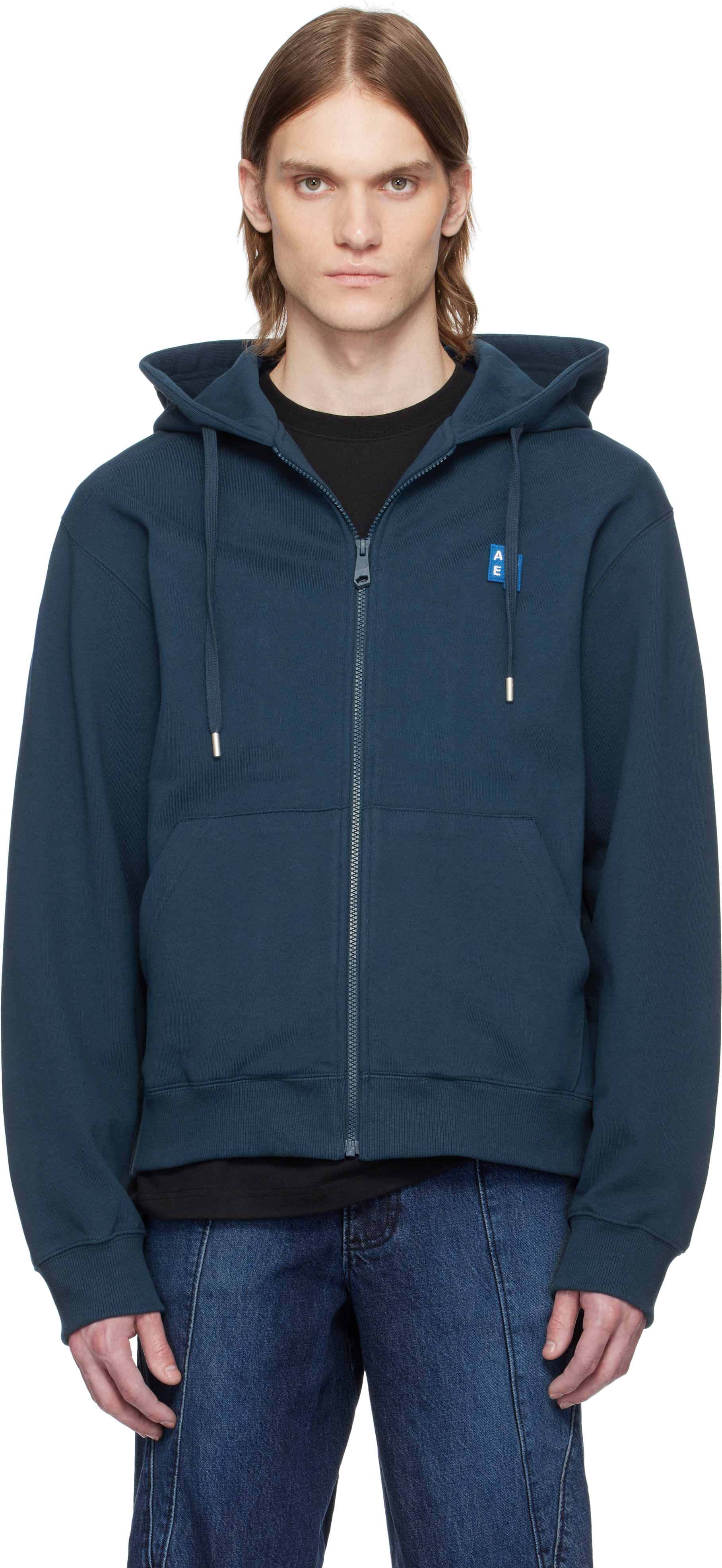 ADER error Navy Sig; TRS Tag 01 Zip-Up Hoodie - Hoodies