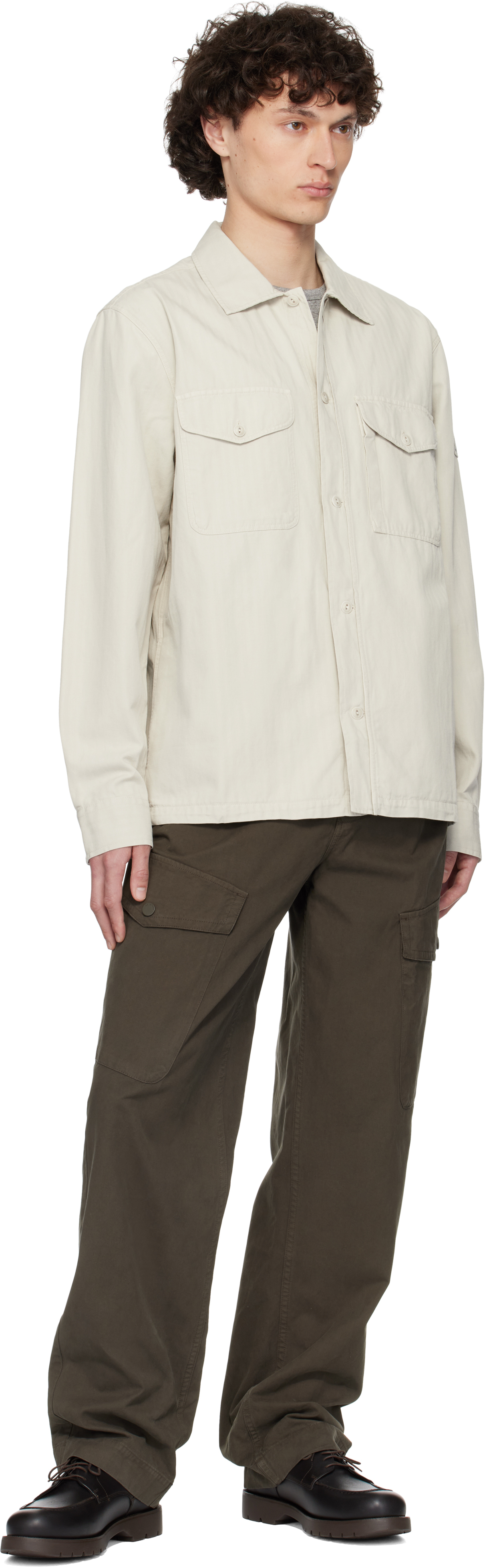 【関税込み】Belstaff ベージュ CS60 シャツ Men's Garment Dye Cotton Blend Cs60 Overshirt in Stone Beige