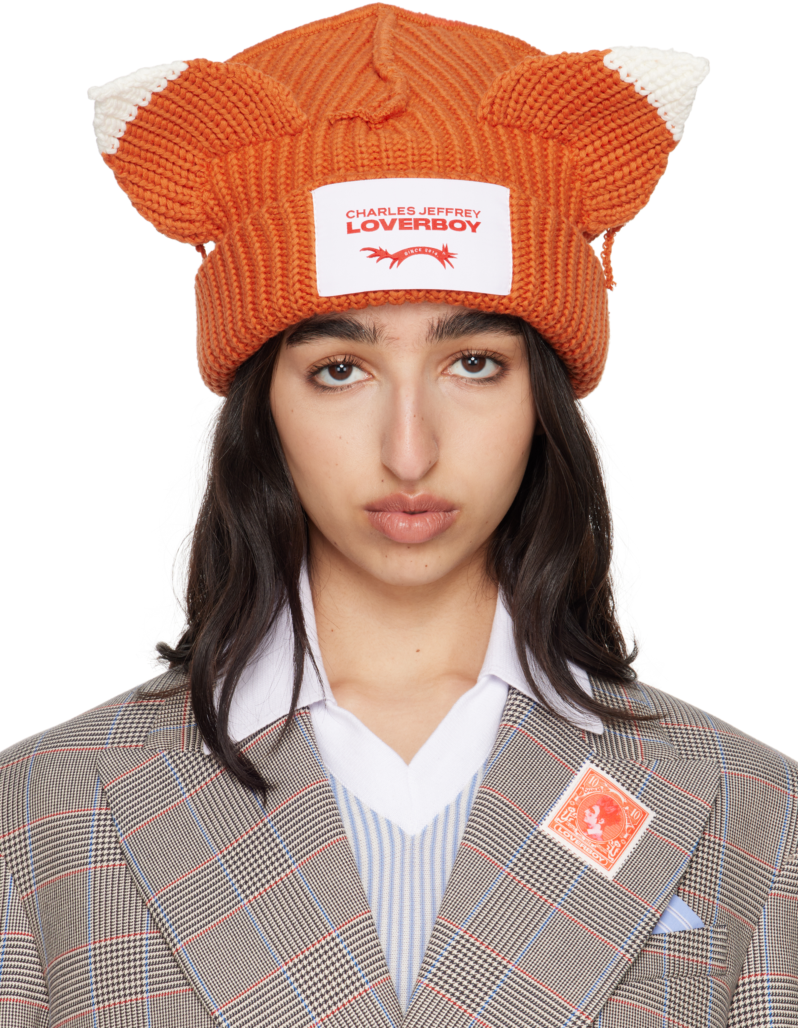 Charles Jeffrey Loverboy Orange Chunky Ears Beanie - Hats