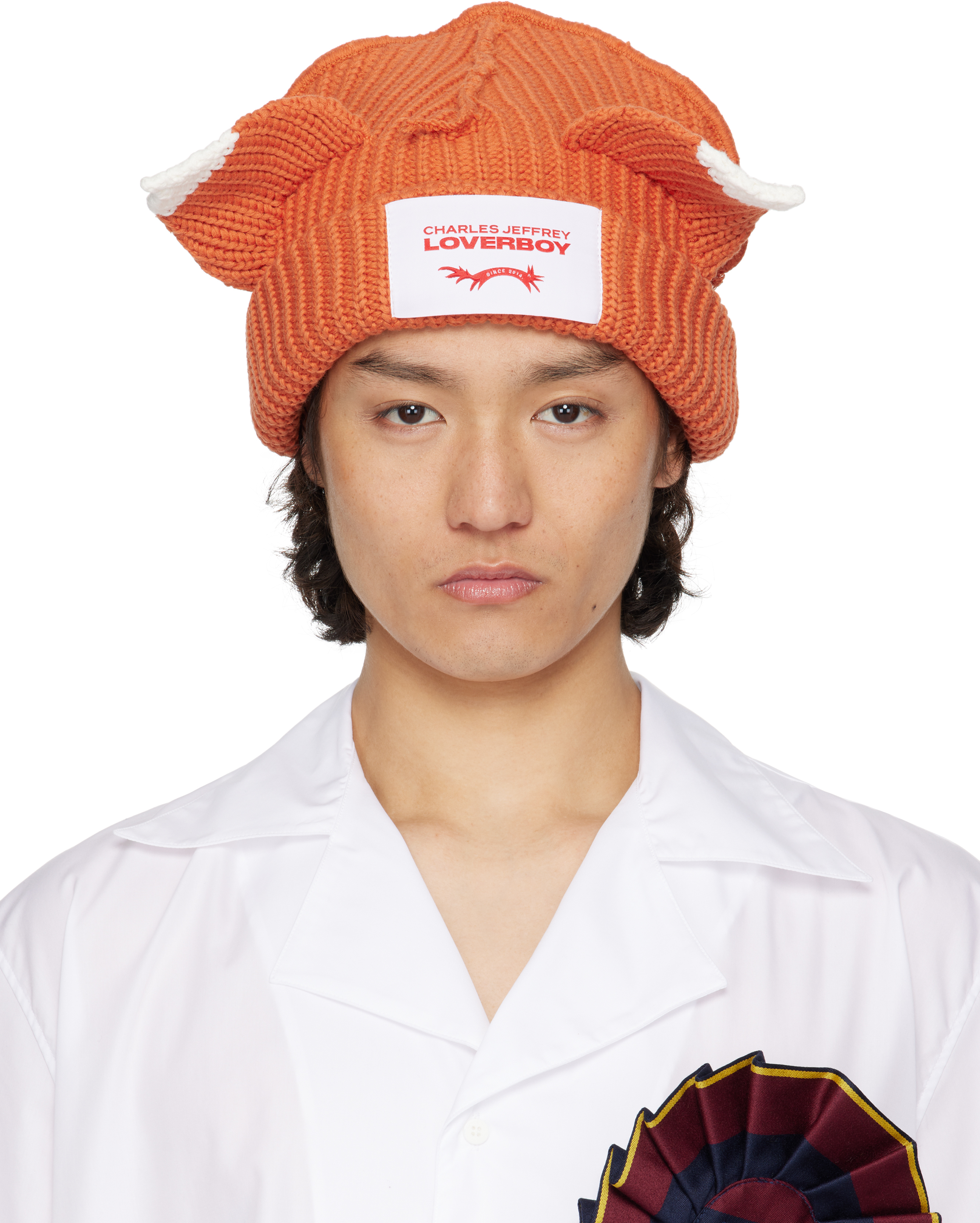 Charles Jeffrey Loverboy Orange Chunky Ears Beanie - Hats