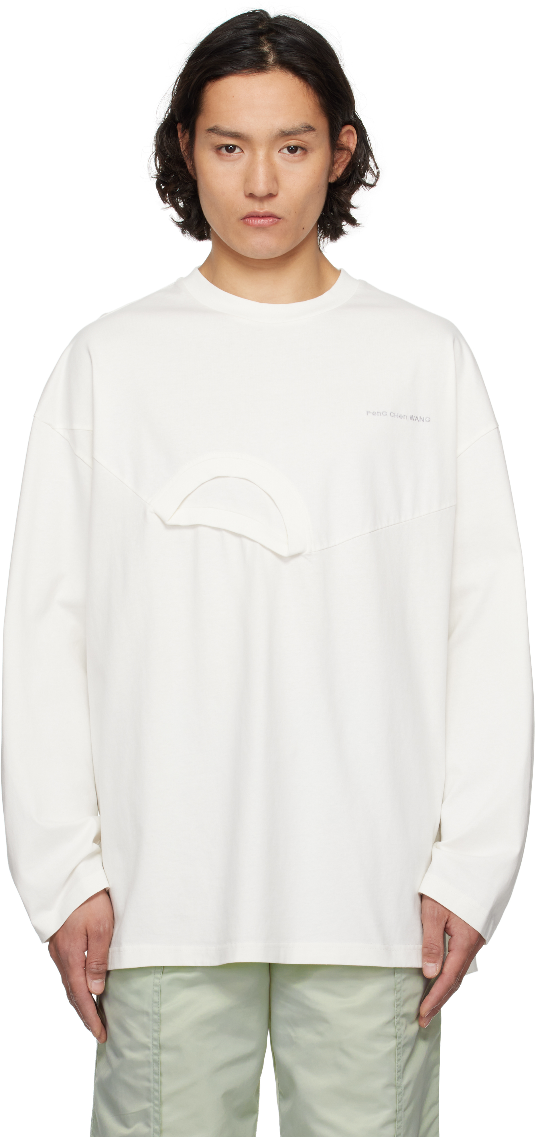【関税込み】Feng Chen Wang ホワイト ディストレス Tシャツ Feng Chen Wang White Oversized 2in1 T-shirt - T-Shirts