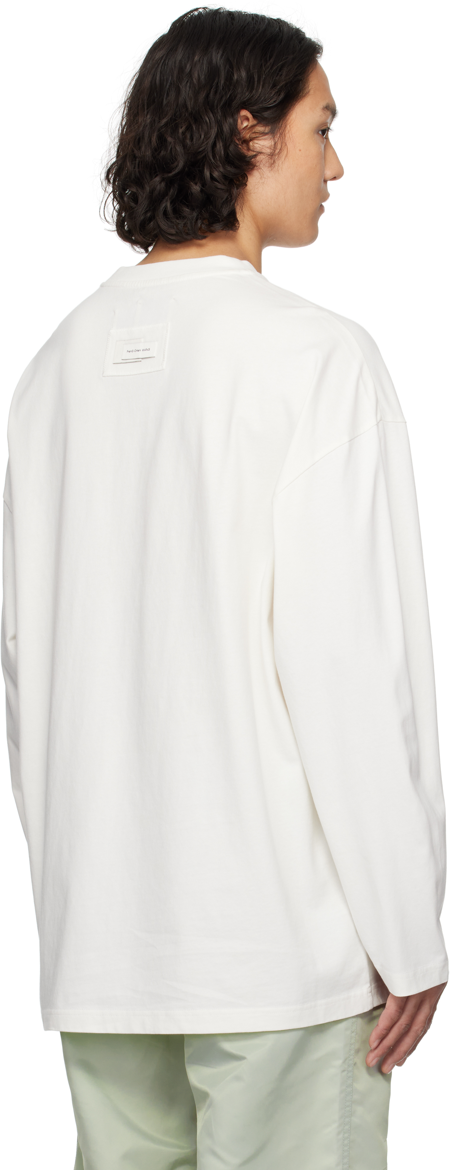 【関税込み】Feng Chen Wang ホワイト ディストレス Tシャツ Feng Chen Wang/PANELLED T-SHIRT/WHITE(M WHITE)｜ AYIN