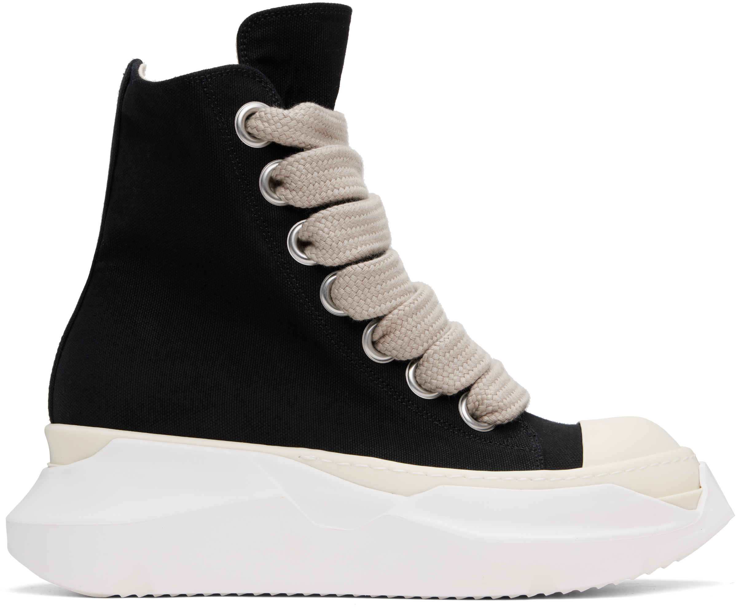 Rick Owens Black Hollywood Jumbo Laces Abstract Sneaks