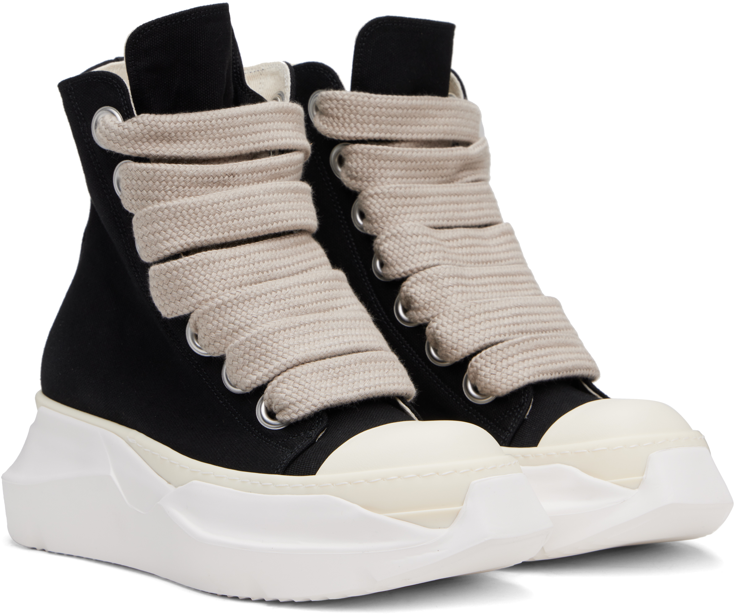 【RICK OWENS】Hollywood Jumbo Laces Abstract スニーカー Black Hollywood Jumbo Laces Abstract Sneakers by Rick Owens