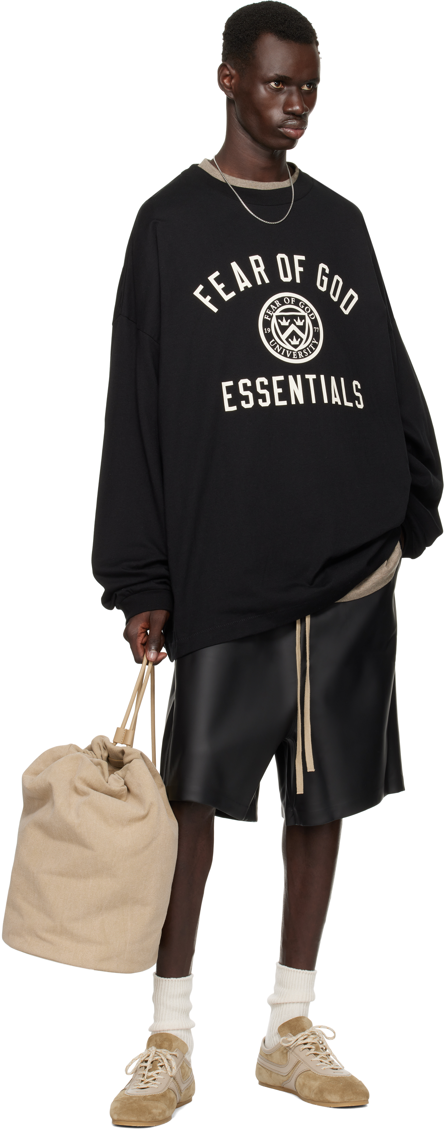 Essentials Black Jersey Long Sleeve T-shirt - T-Shirts