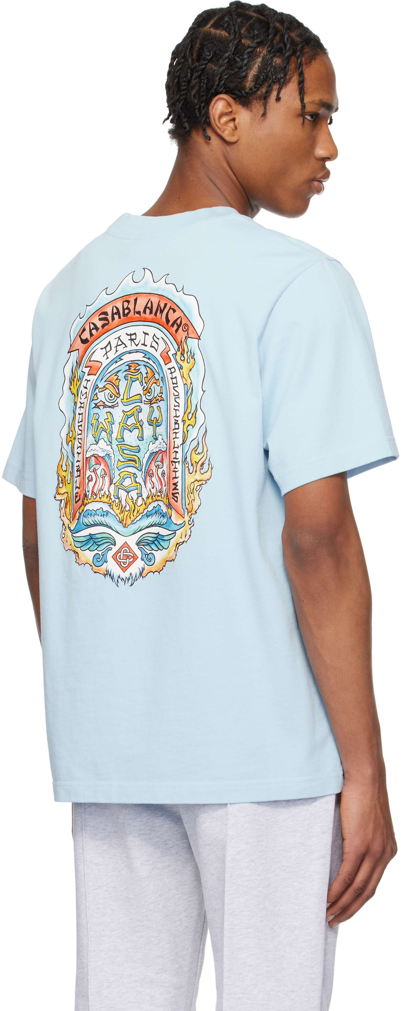 【関税込み】Casablanca ブルー Casa Way Skate Tシャツ Casablanca Casa Way Skate T-shirt | Blue | FARFETCH BN