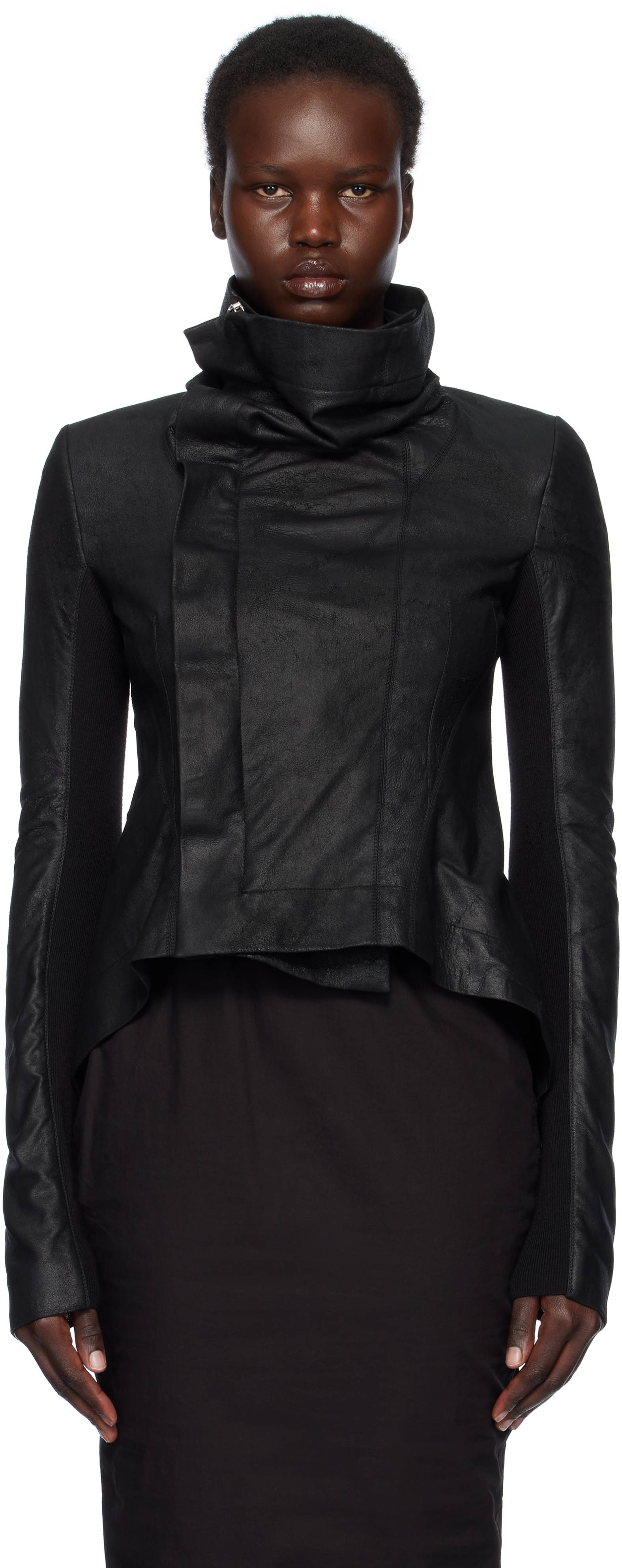 【Rick Owens】 Hollywood Naska レザー バイカージャケット Rick Owens Black Hollywood Naska Biker Leather Jacket