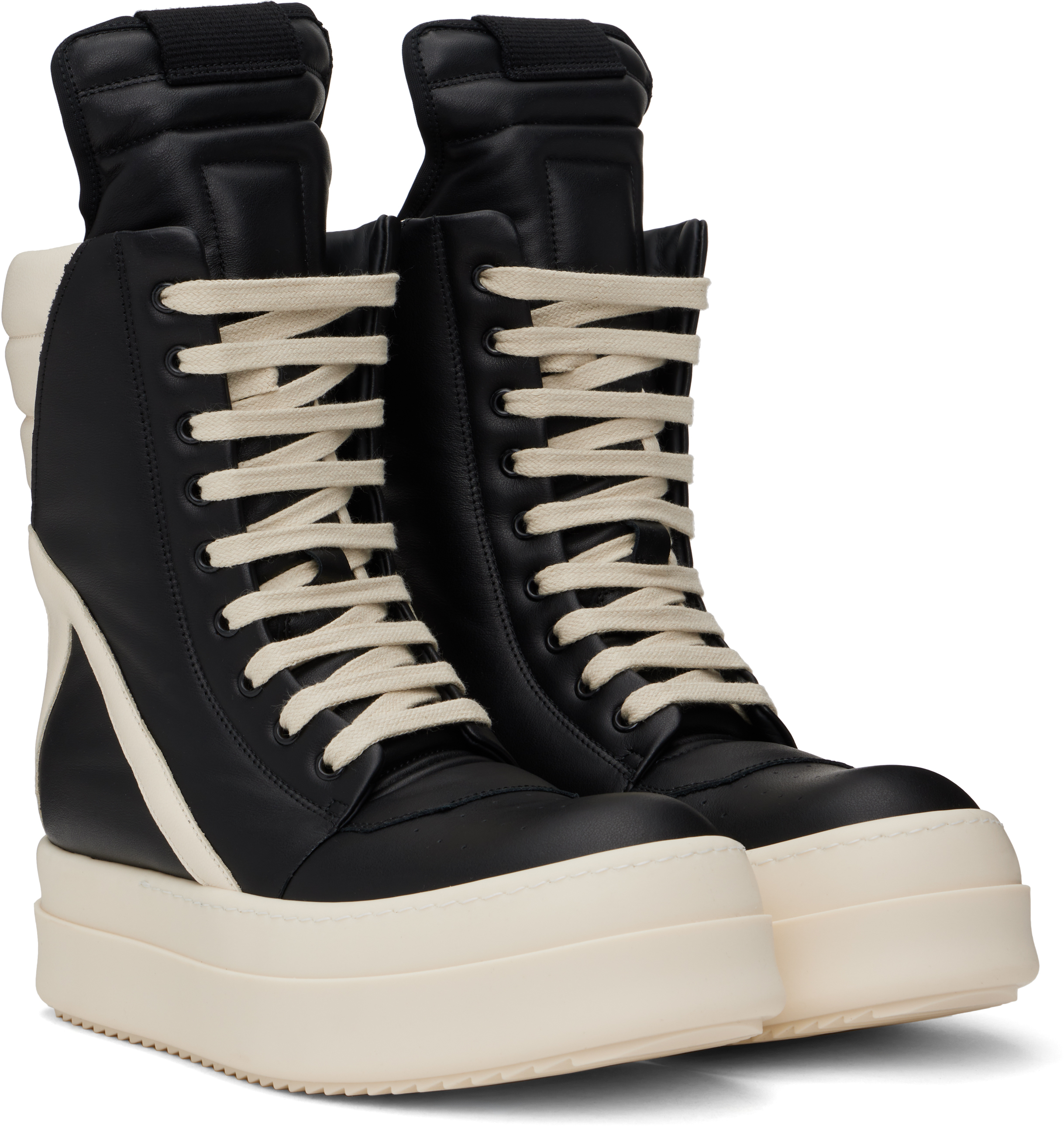 靴 rick owens Hollywood Mega Geobasket Rick Owens: Off-White Hollywood Mega Geobasket Sneakers | SSENSE