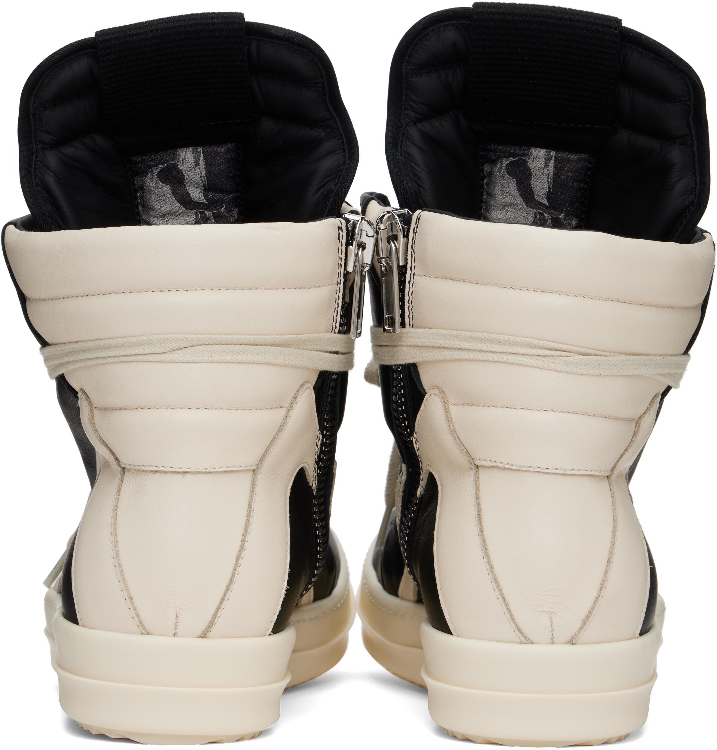 Rick Owens Black & Off-White Hollywood Geobasket Sneakers