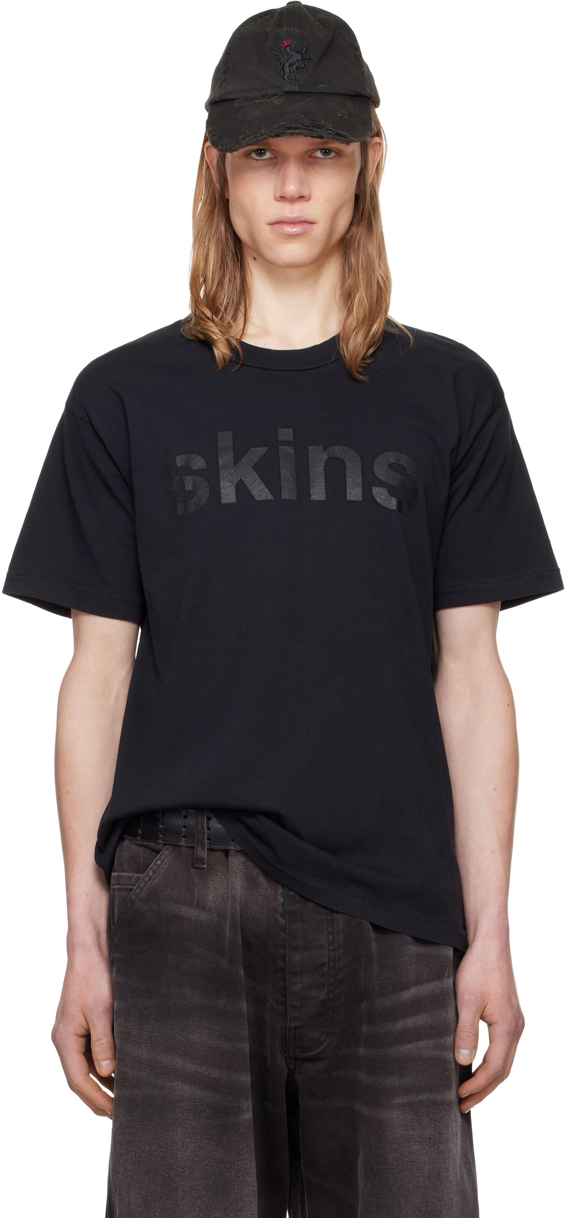 Shop Black Crewneck 'Skins' T-shirt on Sale at BeyondStyle Shop Black Crewneck 'Skins' T-shirt on Sale at BeyondStyle