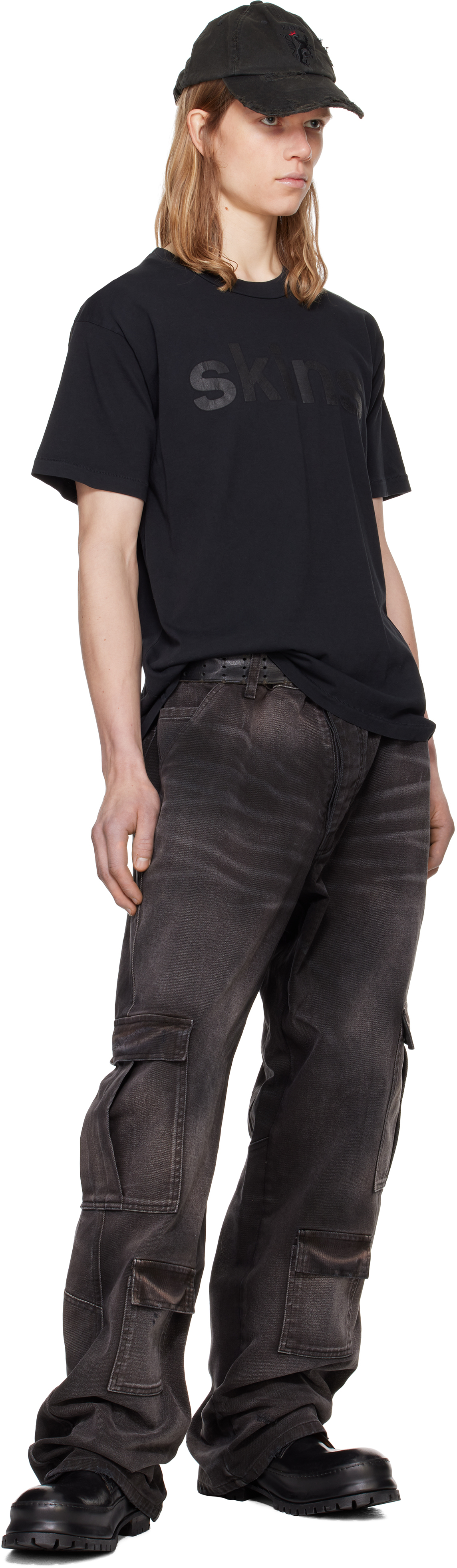 Shop Black Crewneck 'Skins' T-shirt on Sale at BeyondStyle