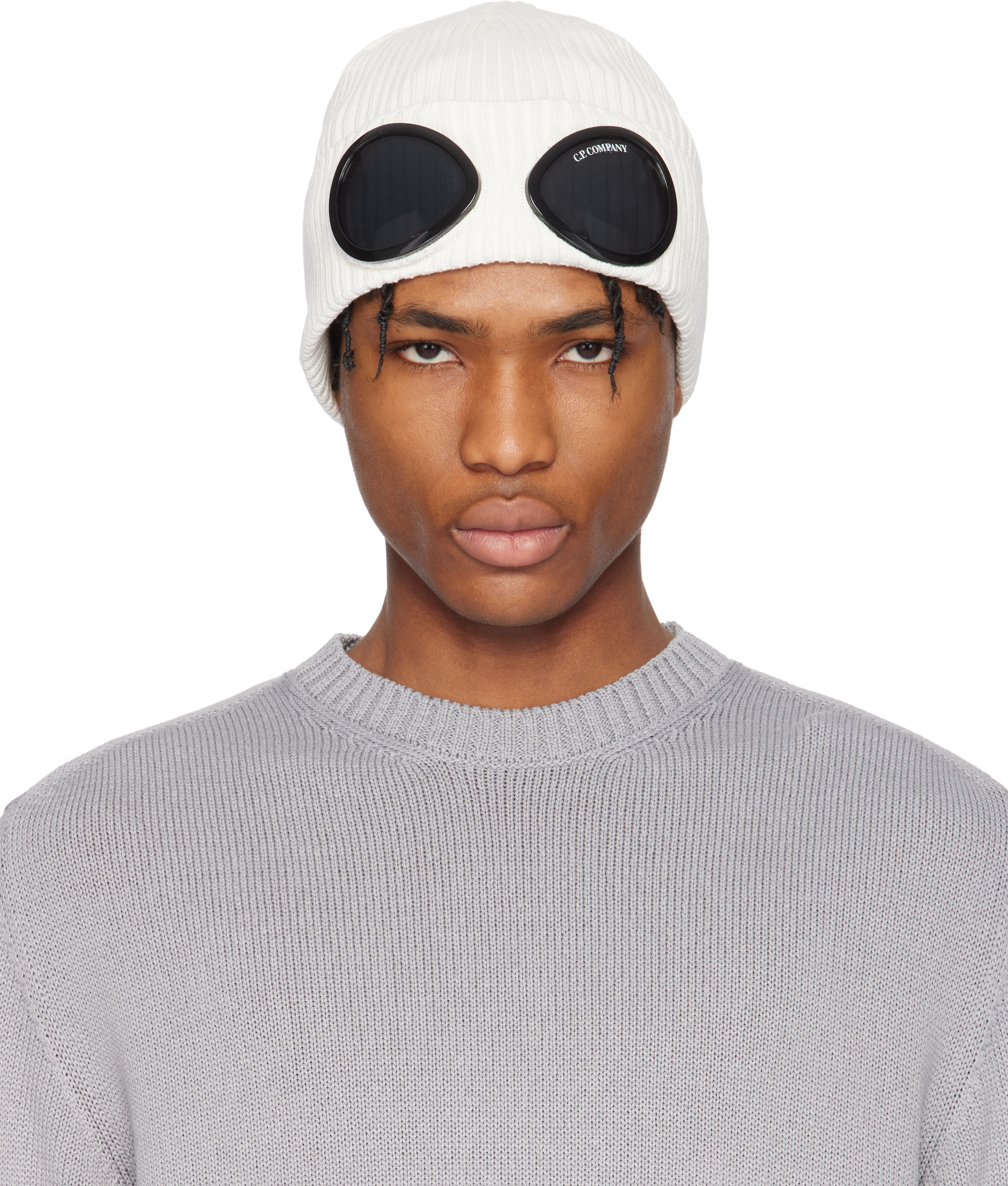 帽子 C.P. Company goggle beanie CP Company White Beanie Hat Men's Retro Woolly Hat Genuine