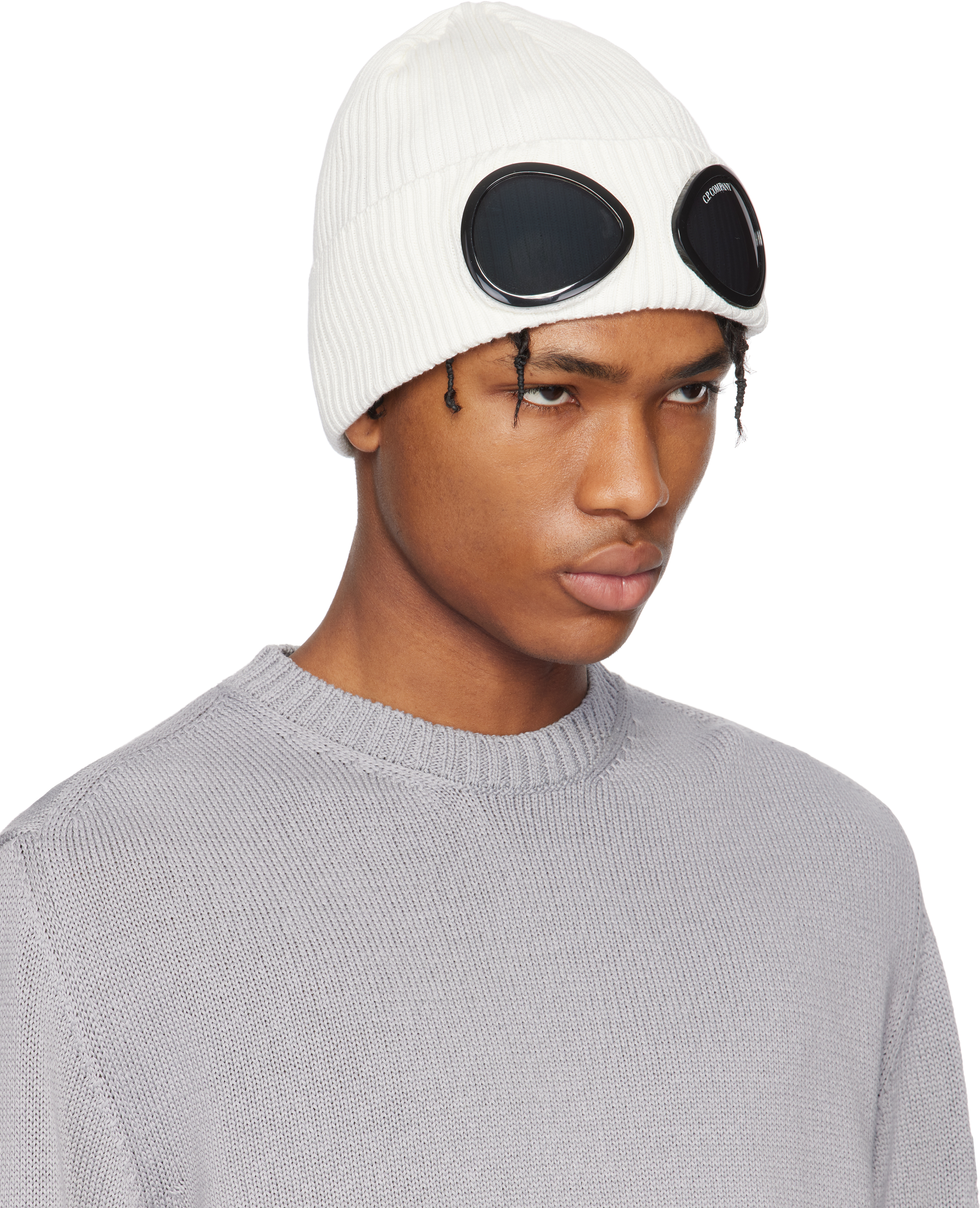 帽子 C.P. COMPANY GOGGLE BEANIE C.P. Company: Gray Goggle Beanie | SSENSE