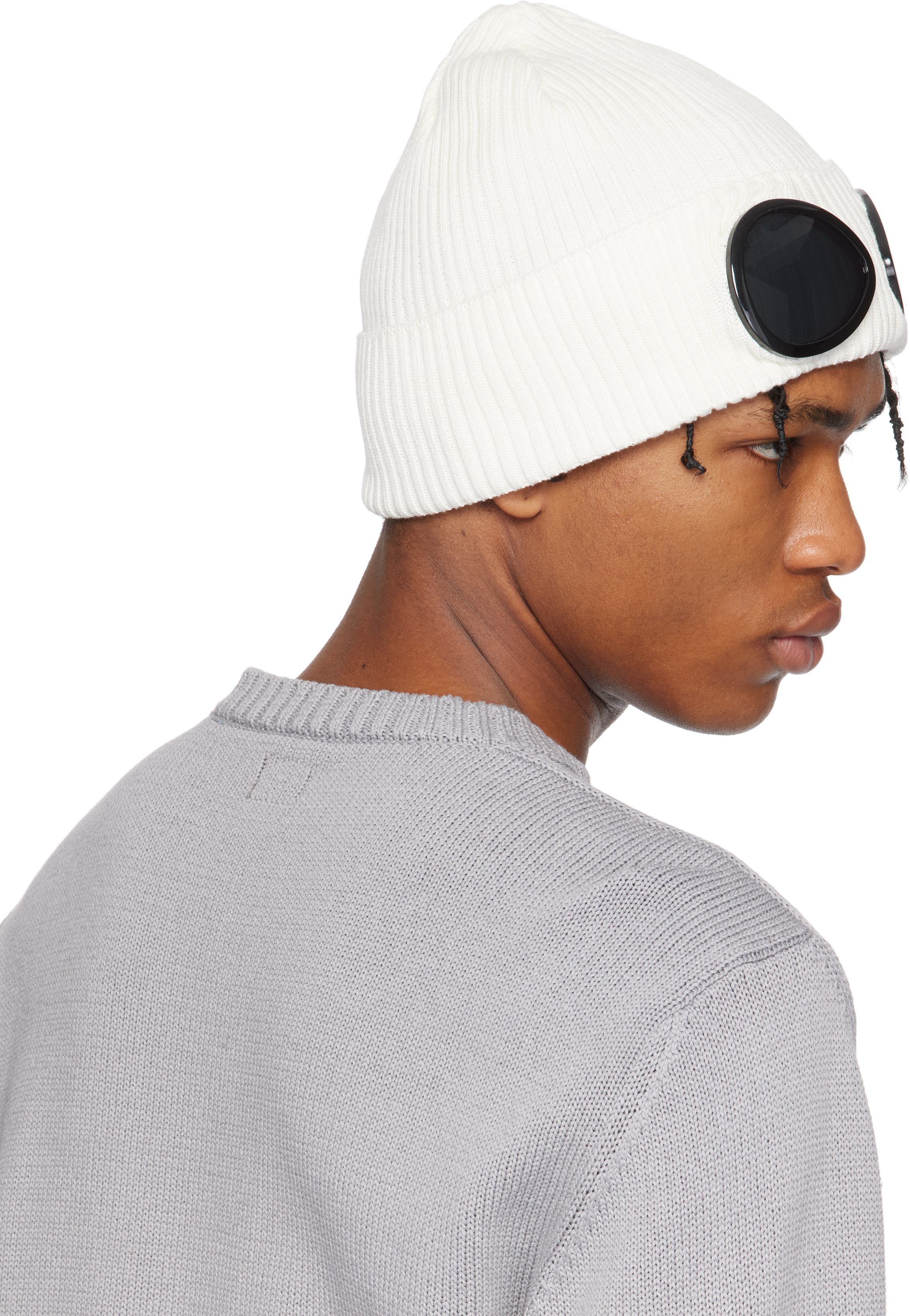 帽子 C.P. Company goggle beanie CP Company White Beanie Hat Men's Retro Woolly Hat Genuine