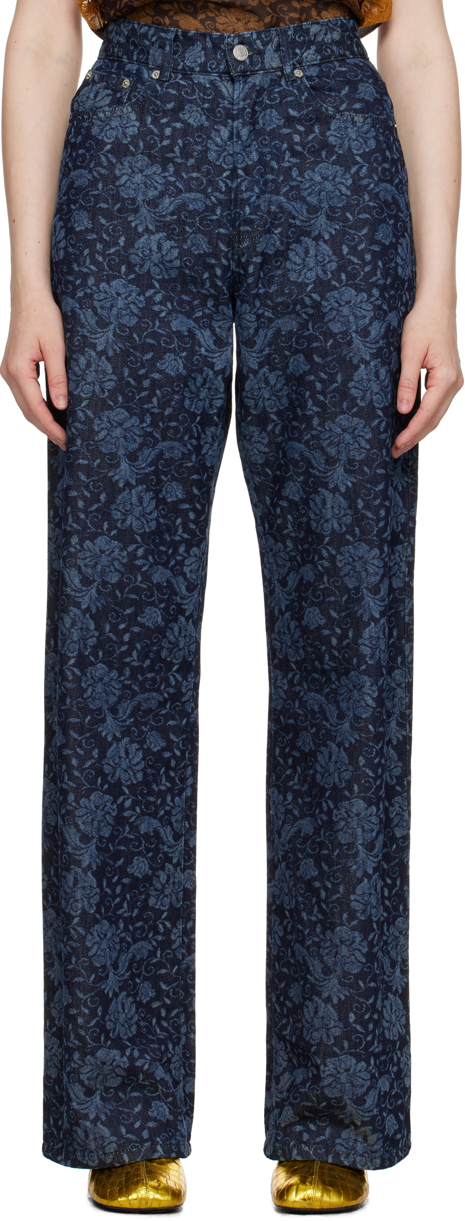 パンツ DRIES VAN NOTEN Wide Leg Jeans Indigo Wide Leg Jeans in Indigo