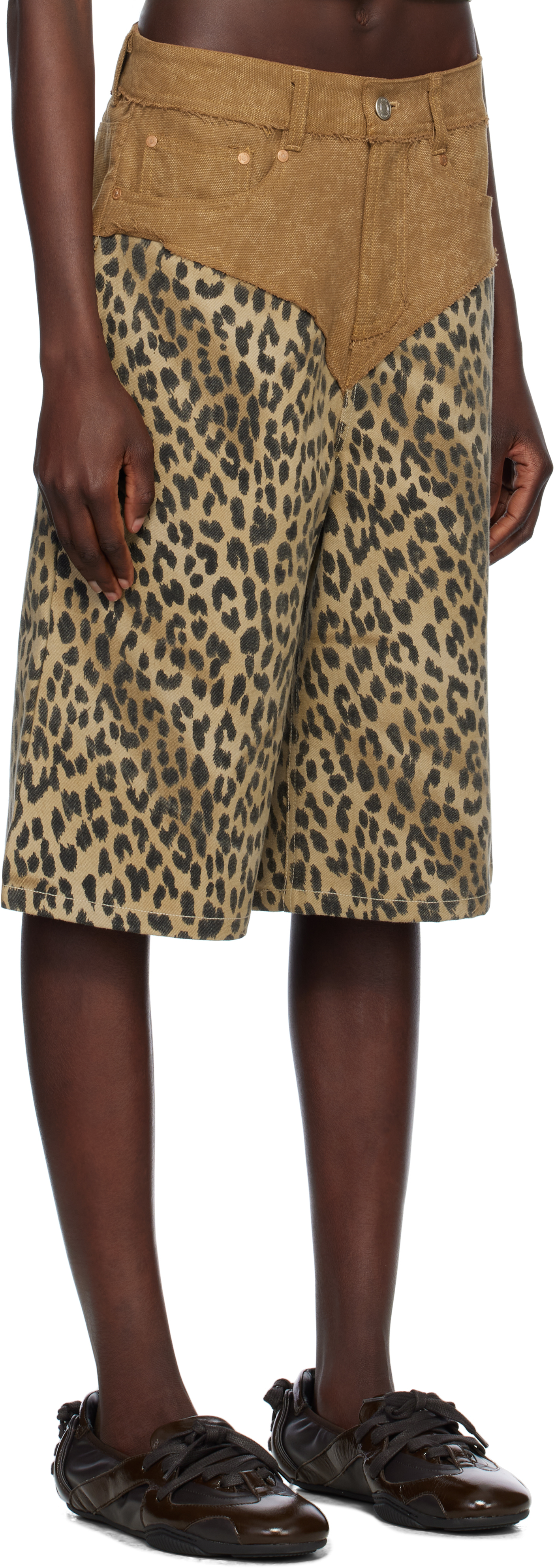 【ANDERSSON BELL】Oxford Combo Leopard Shorts ANDERSSON BELL Beige & Brown Oxford Combo Leopard Shorts IT