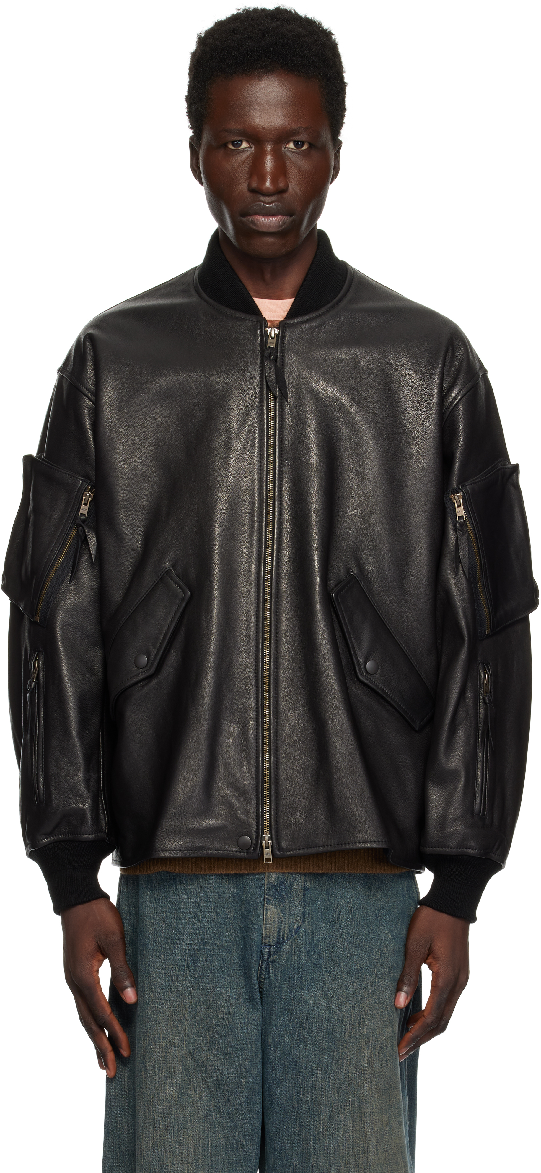 BEAMS PLUS MIL Blouson Leather ブルゾン BEAMS PLUS Black MIL Flight Leather Jacket - Jackets