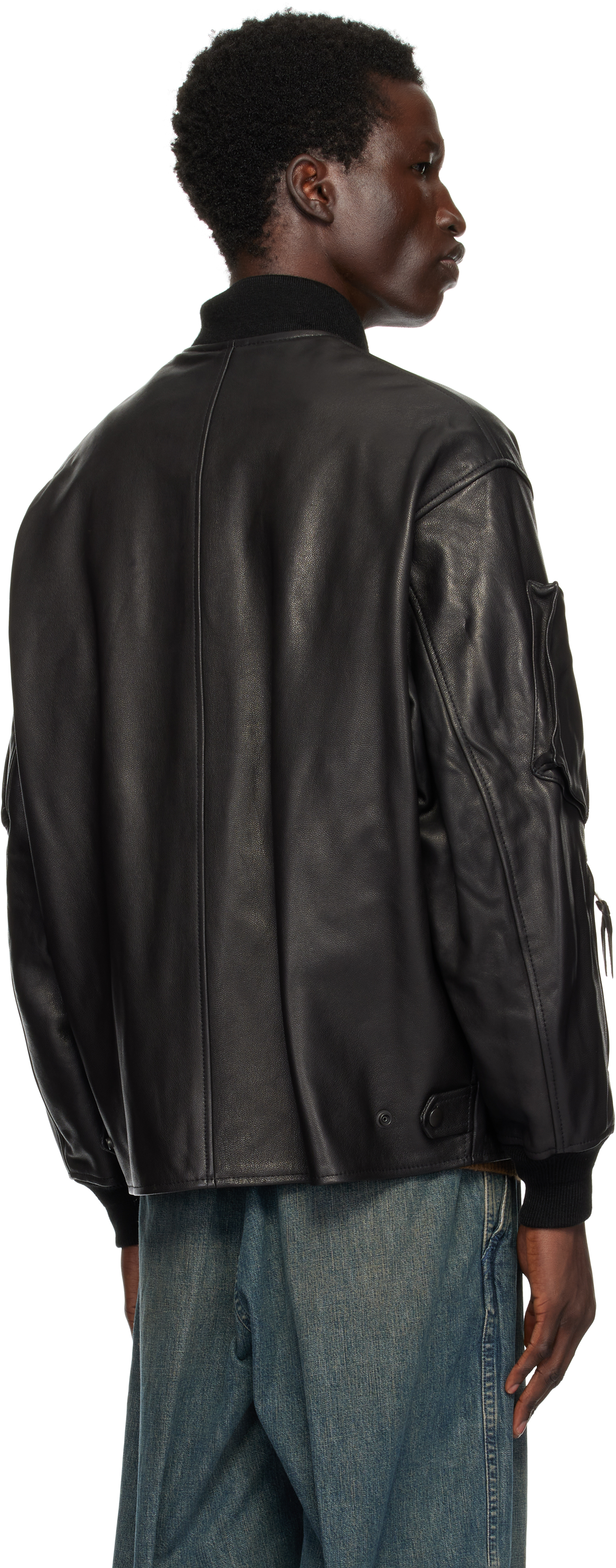 MIL Flight Jacket Leather ビームス Shop Black MIL Flight Leather Jacket on Sale at BeyondStyle – Get