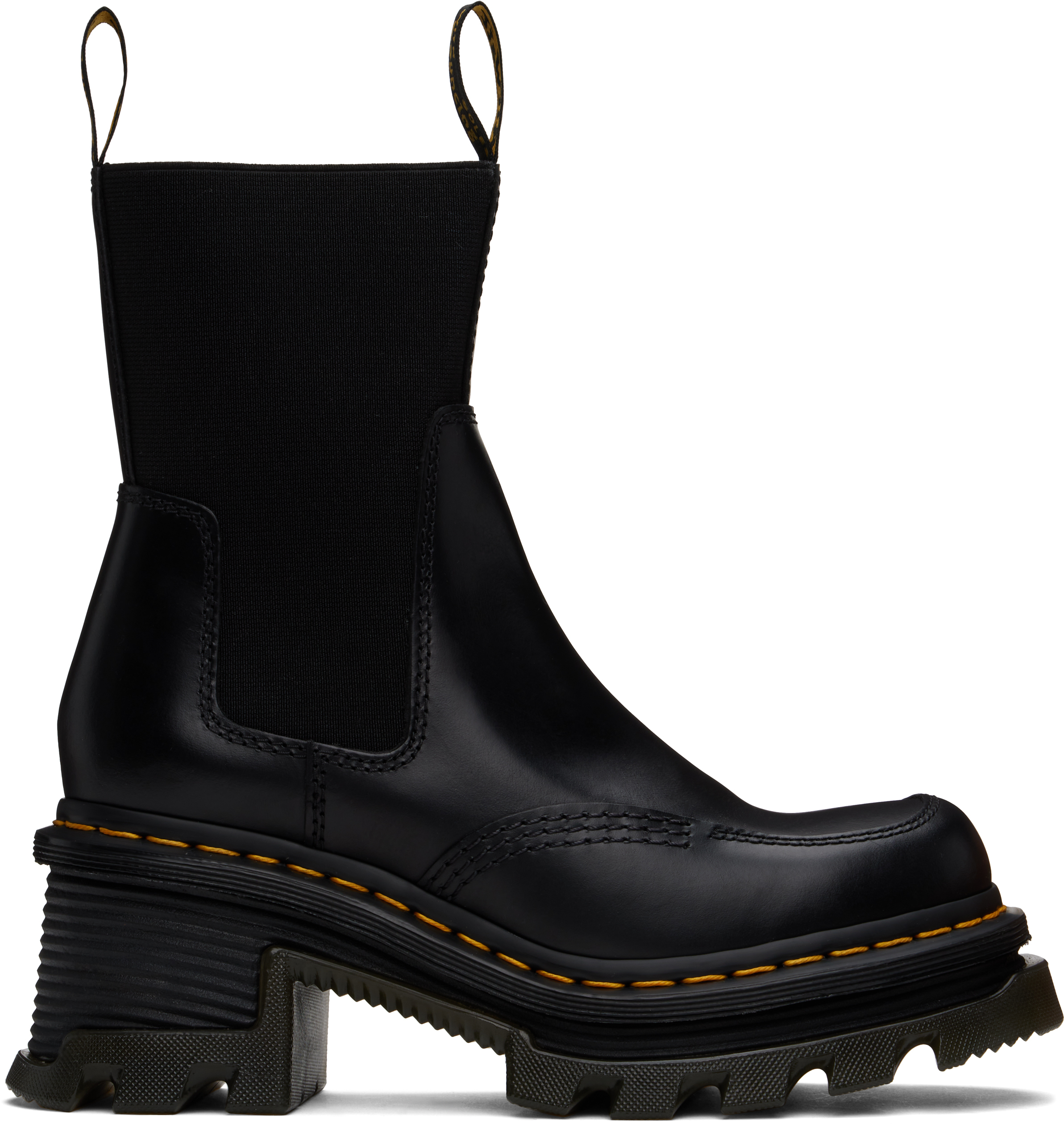 atlas platform biker boot in black faux leather