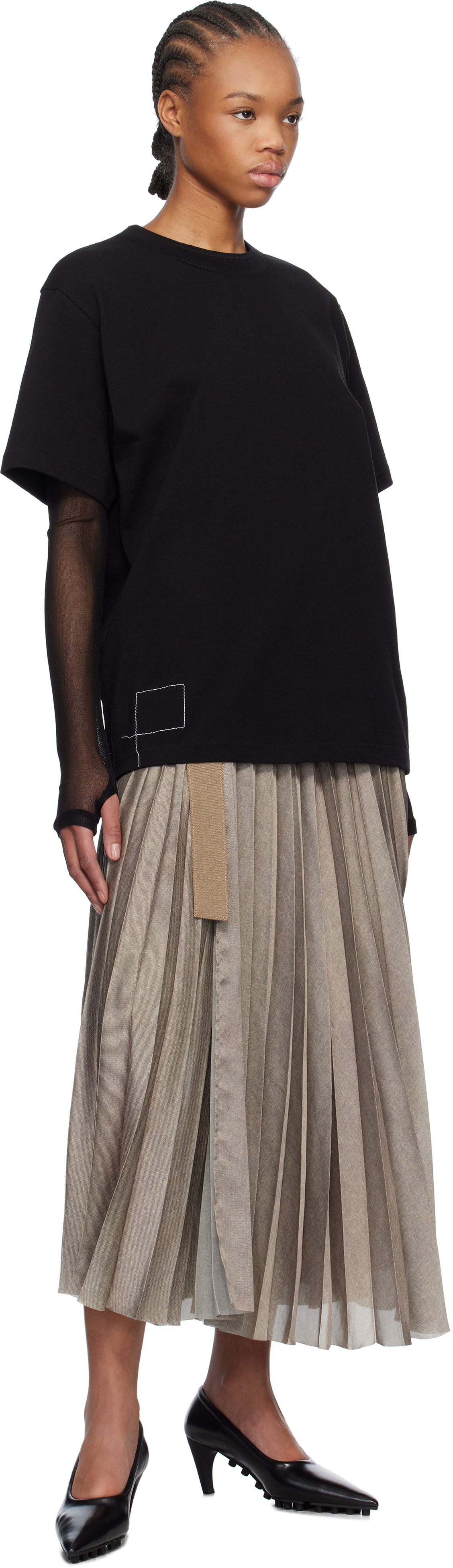 sacai　cotton gabardine mix skirt　グレー sacai] Suiting Mix Skirt – MaW SAPPORO