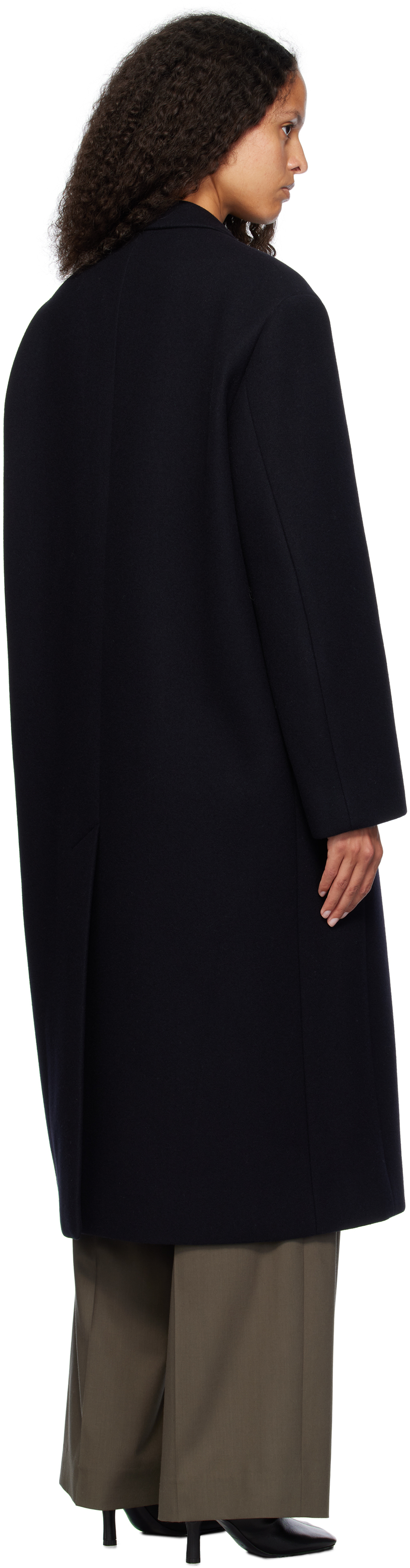 Navy Sponge Wool Melton Chesterfield Coat – On Sale Now with Up to