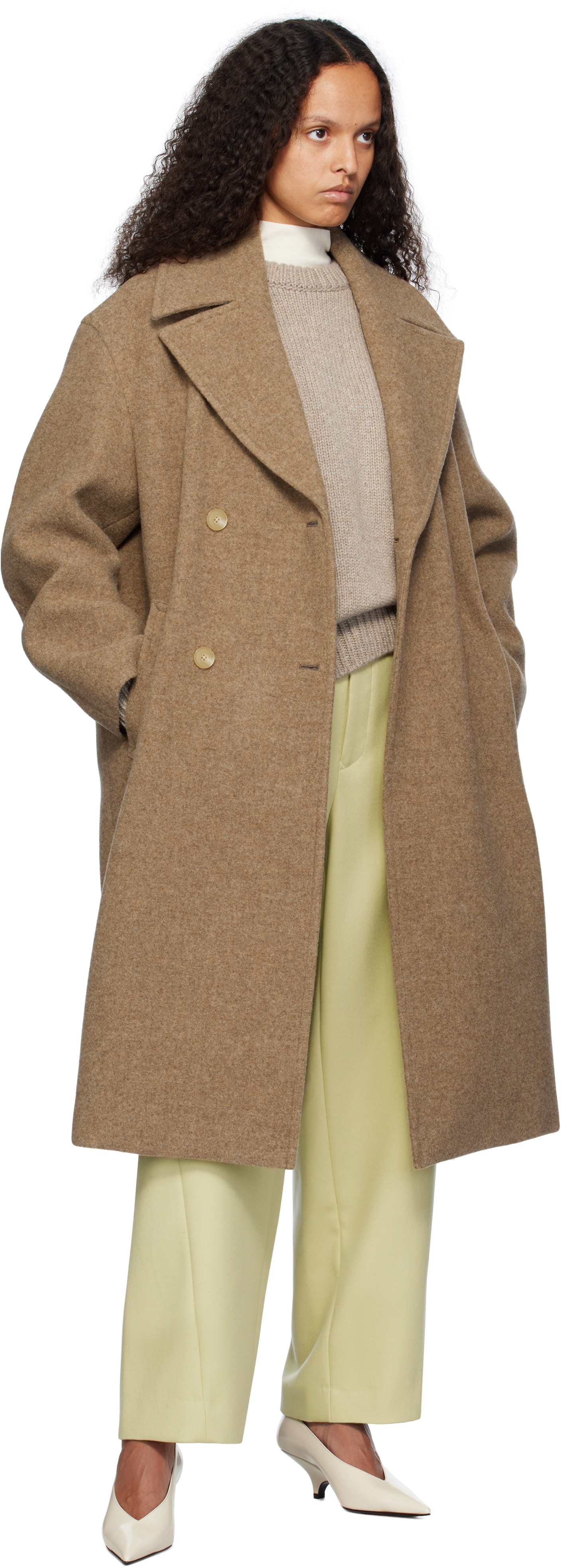 【未使用】AURALEE SPONGE WOOL MELTON COAT 4 Brown Sponge Wool Melton Double-Breasted Coat – On Sale Now with