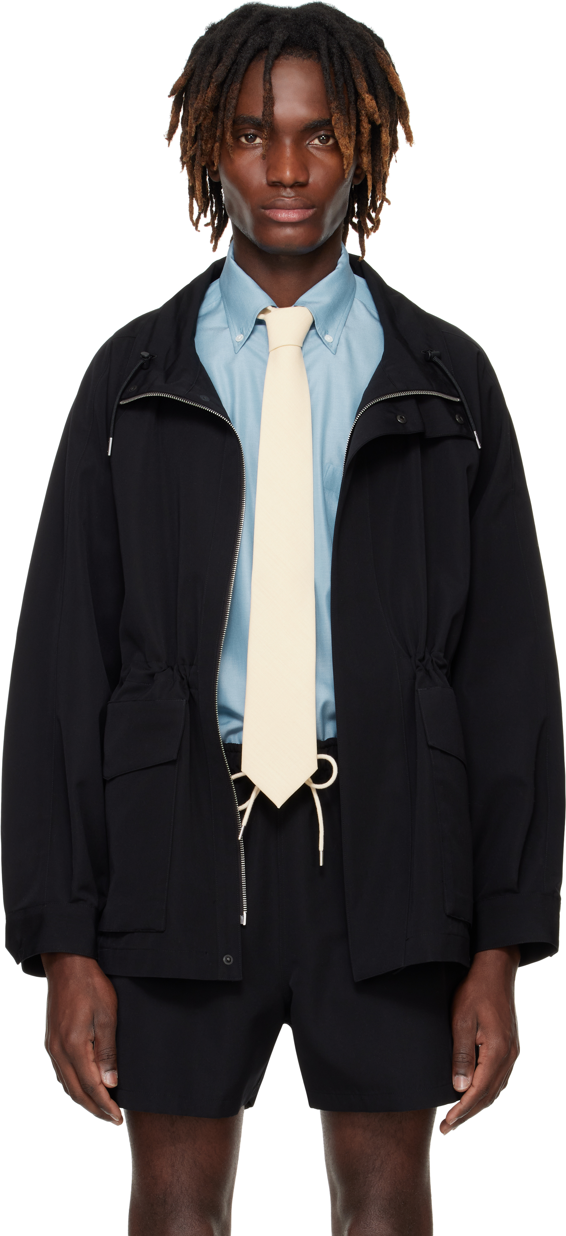 Black Wool Max Canvas High Neck Zip Jacket – On Sale Now
