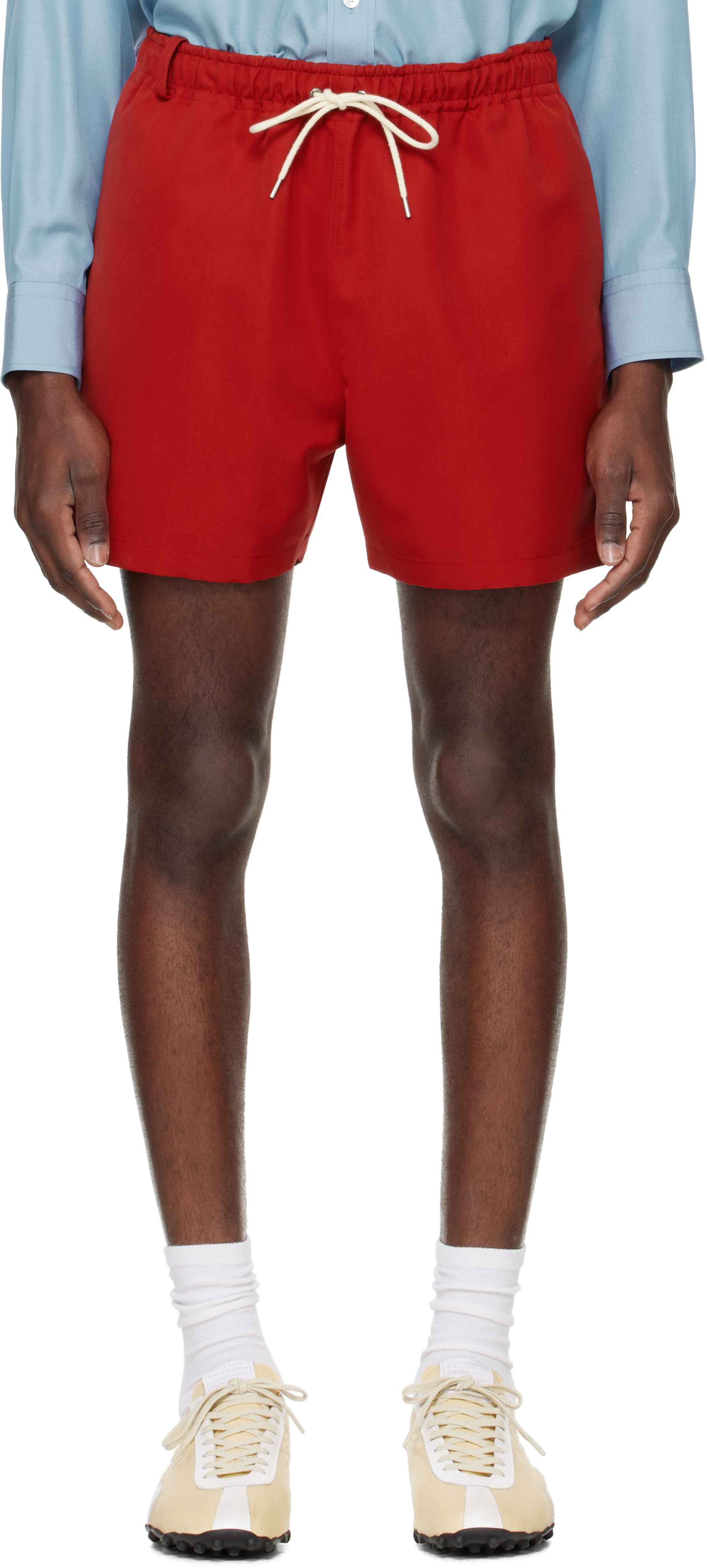 AURALEE Red Wool Max Canvas Shorts - Pants - Free Shipping