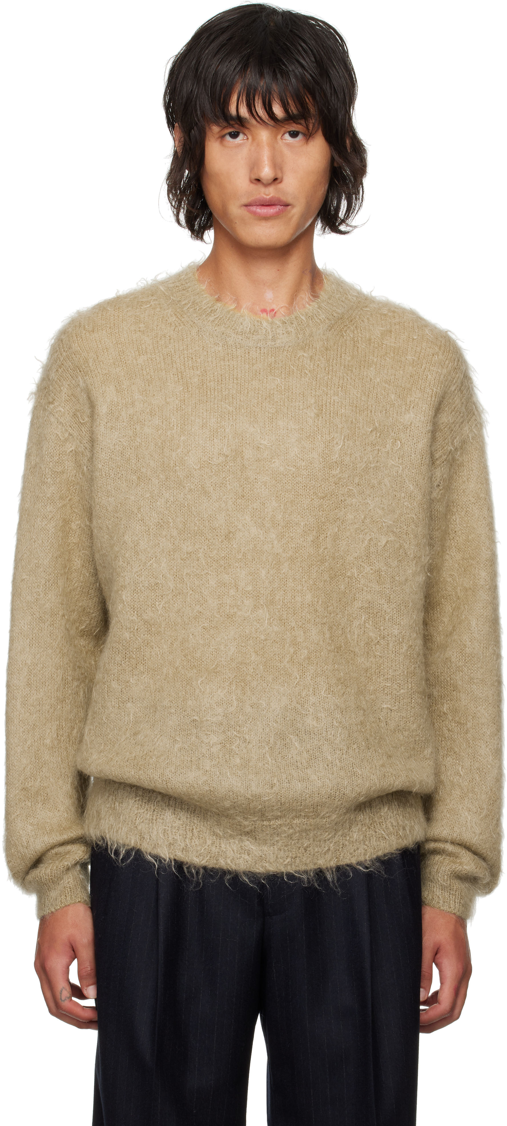 AURALEE Beige Super Kid Mohair Sweater - Hoodies - Free Shipping