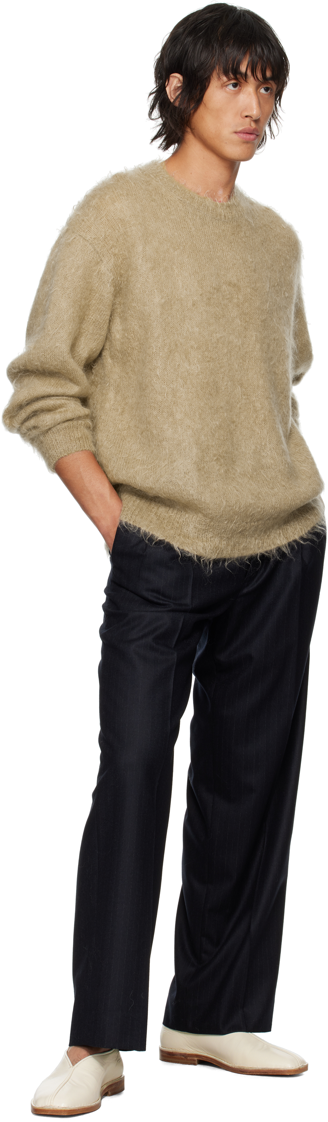 AURALEE Beige Super Kid Mohair Sweater - Hoodies - Free Shipping