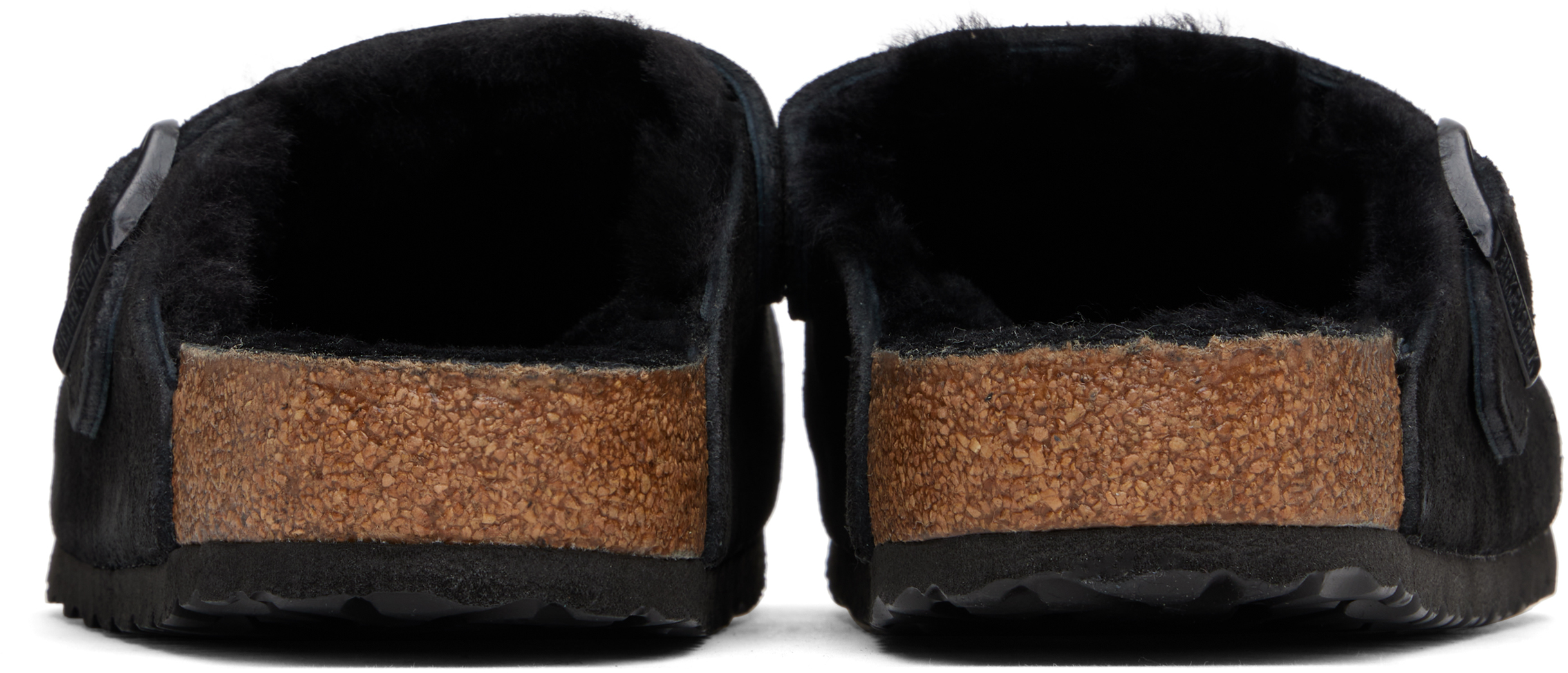Birkenstock Black Regular Boston Shearling Suede Slip-on 