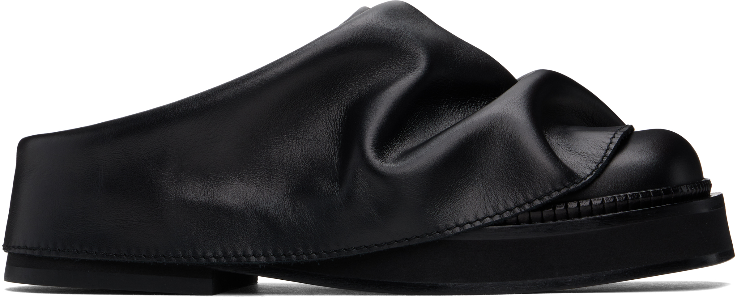 サンダル・ミュール THE ATTICO Black Leather Mini Robin Slippers The Attico Mini Robin Slipper-mule In Black Leather