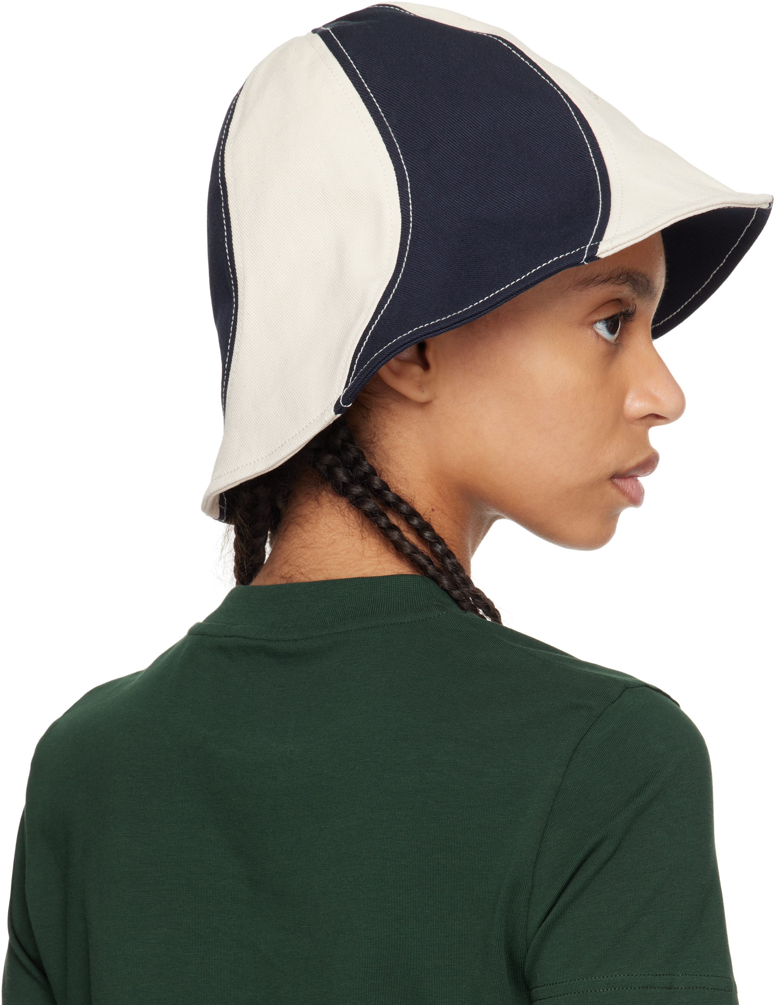 JACQUEMUS Bob Gelato バケットハット Jacquemus Off-White & Navy 'Le Bob Gelato' Bucket Hat - Hats