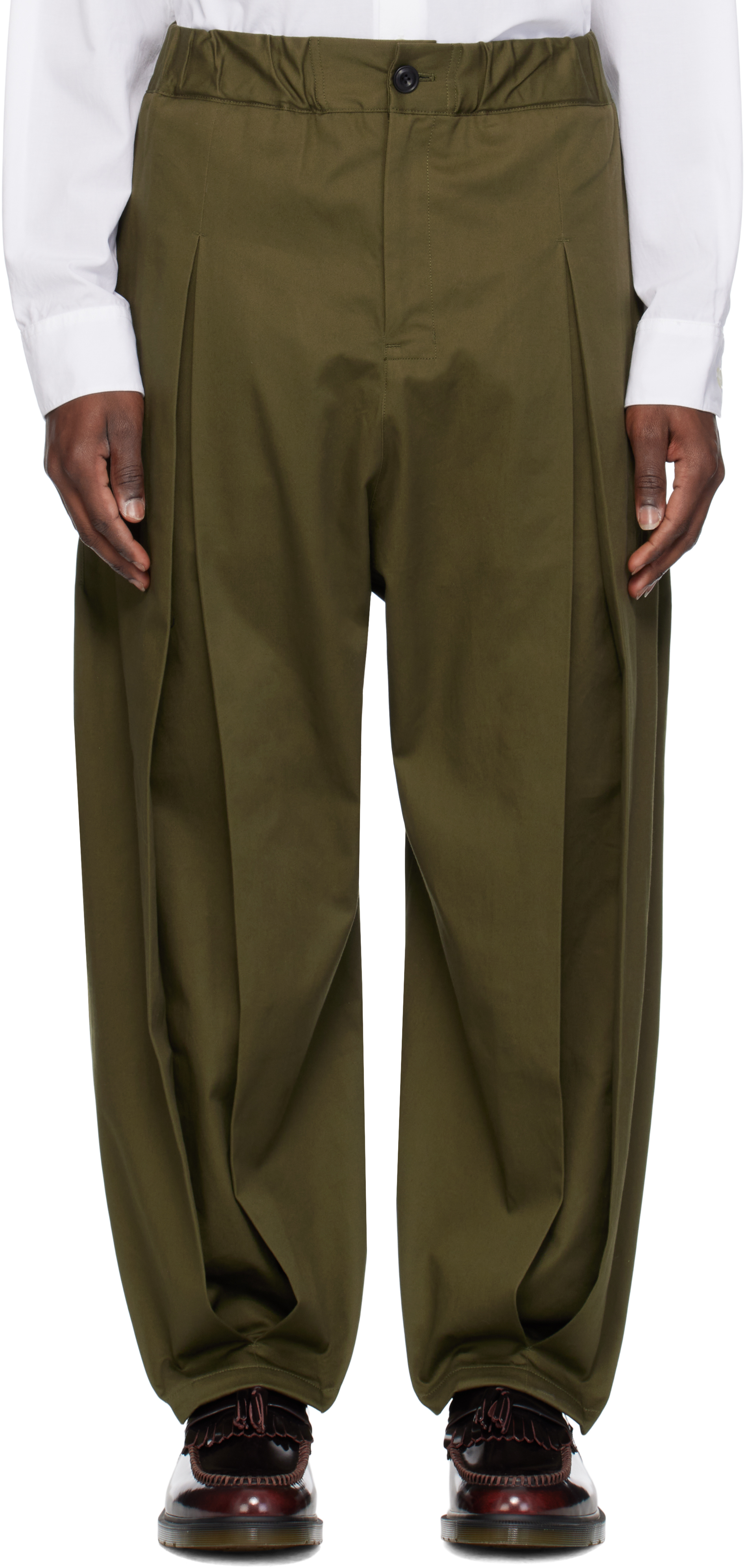 SAGE NATION Khaki Box Pleat Trousers - Pants - Compare