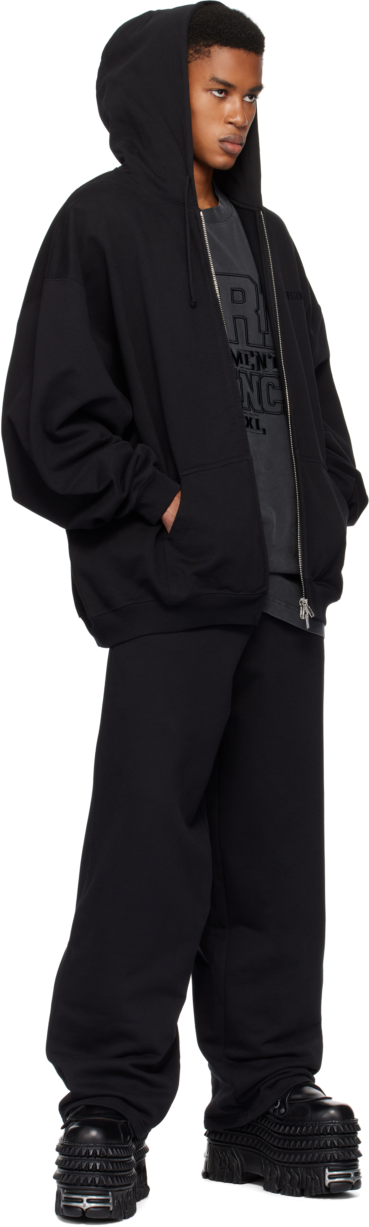 Black Embroidered Logo Oversized Zip-Up Hoodie – On Sale Now Black Embroidered Logo Oversized Zip-Up Hoodie – On Sale Now