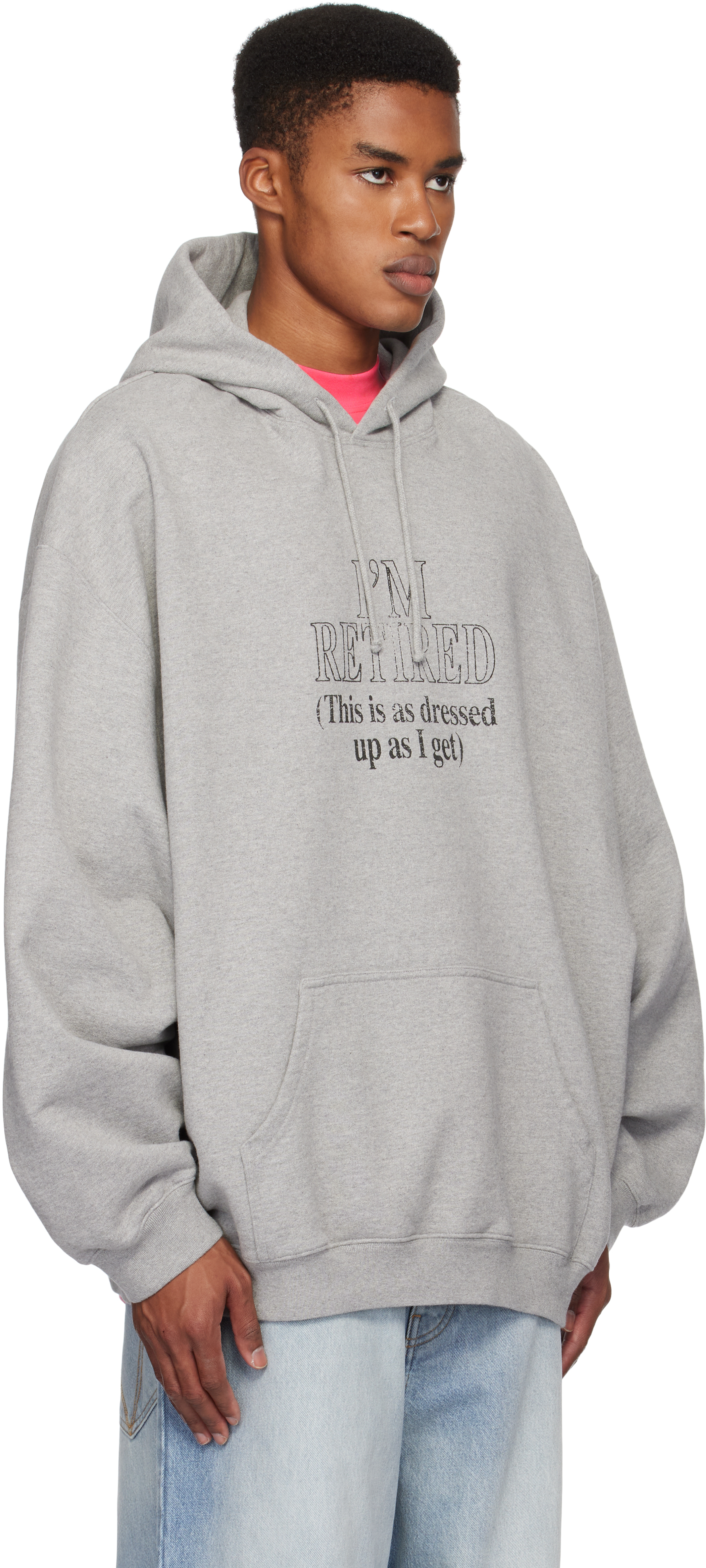【VETEMENTS】グレー I'm Retired オーバーサイズ フーディ Gray 'I'm Retired' Oversized Hoodie – On Sale Now with Up to