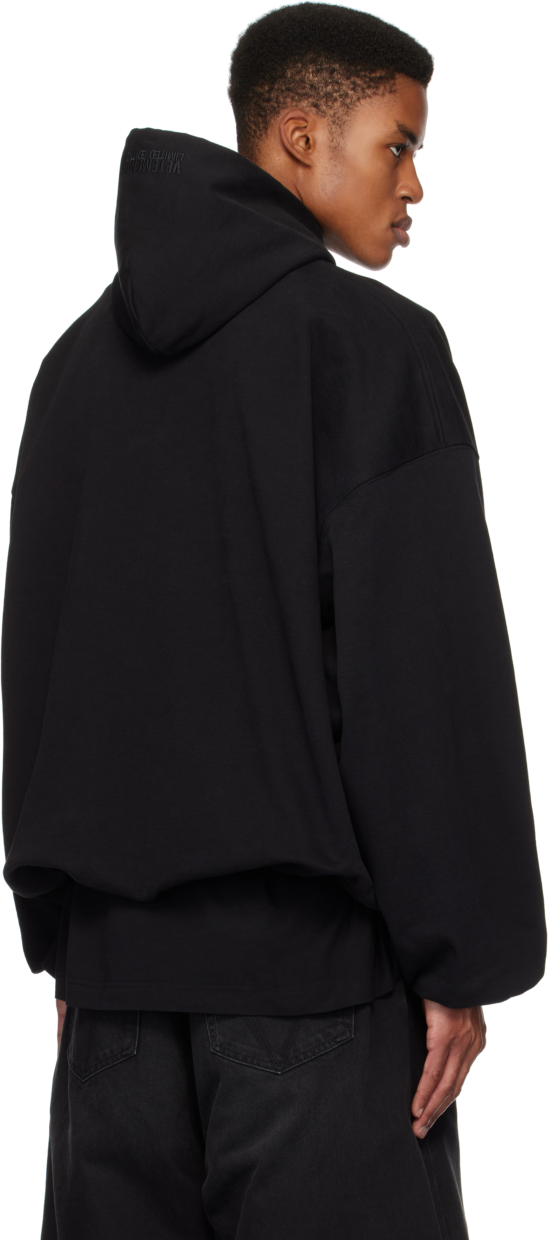 Shop Black Oval Logo Cropped Boxy Hoodie on Sale at BeyondStyle
