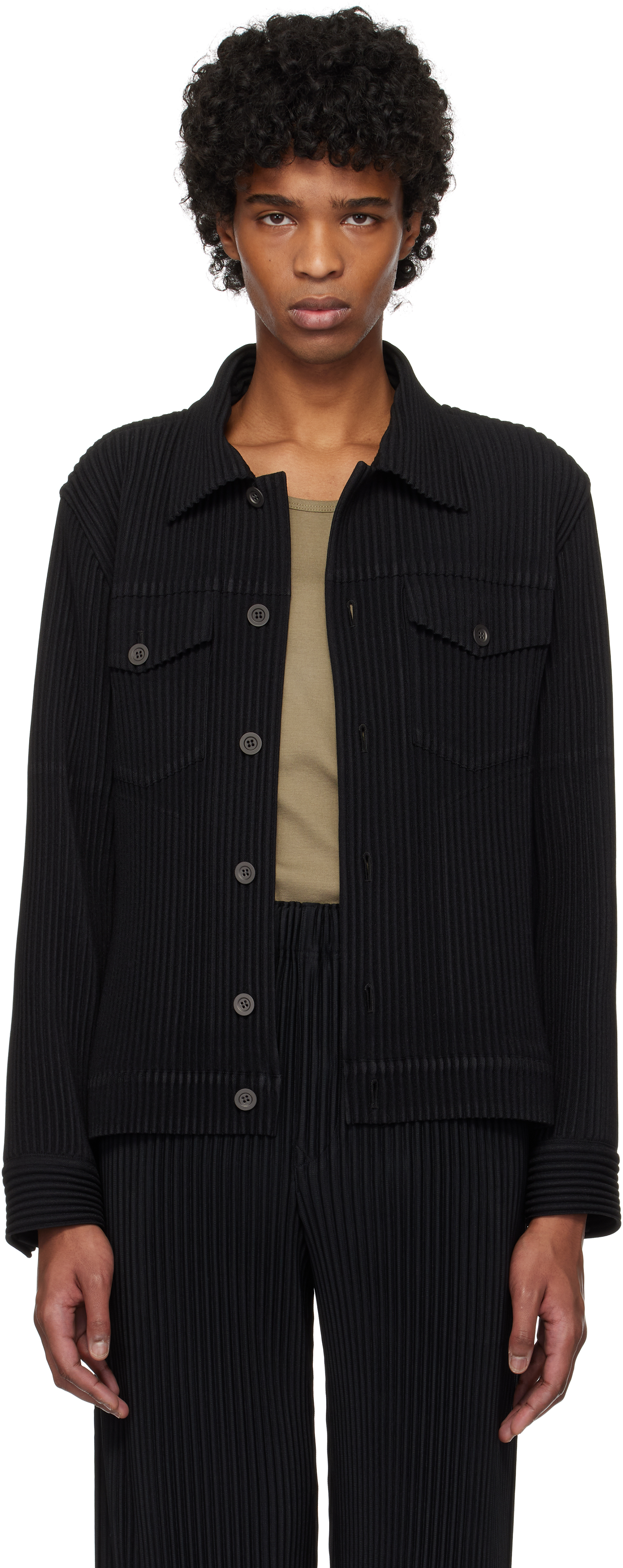 Homme Plissé Issey Miyake Black 'Wool Like' Light Jacket - Jackets