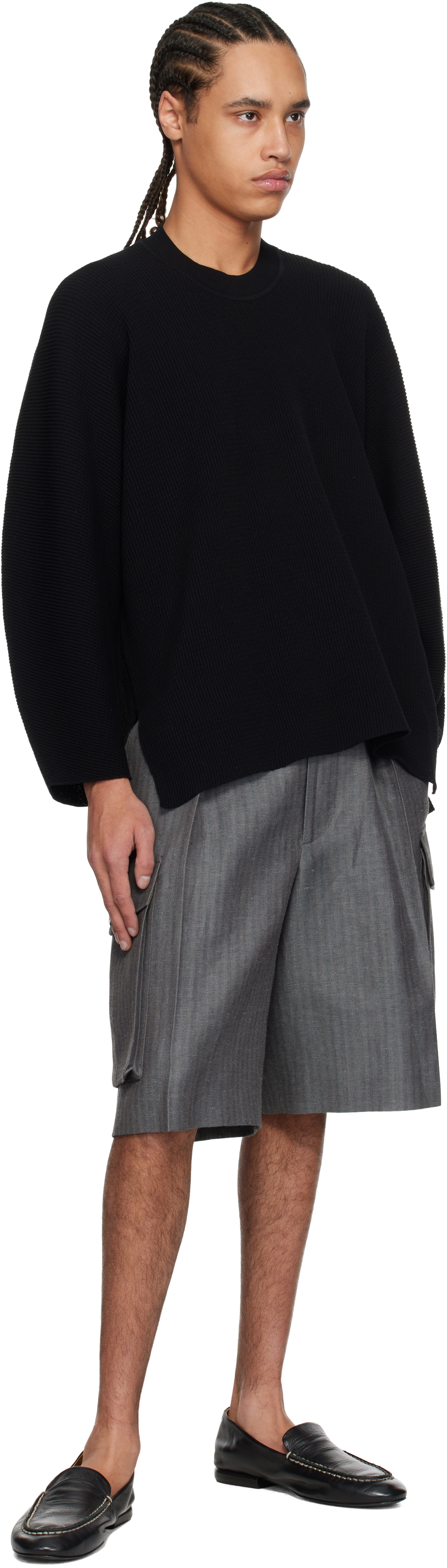 Shop Black Tight Twist Cotton Knit Sweater on Sale at BeyondStyle