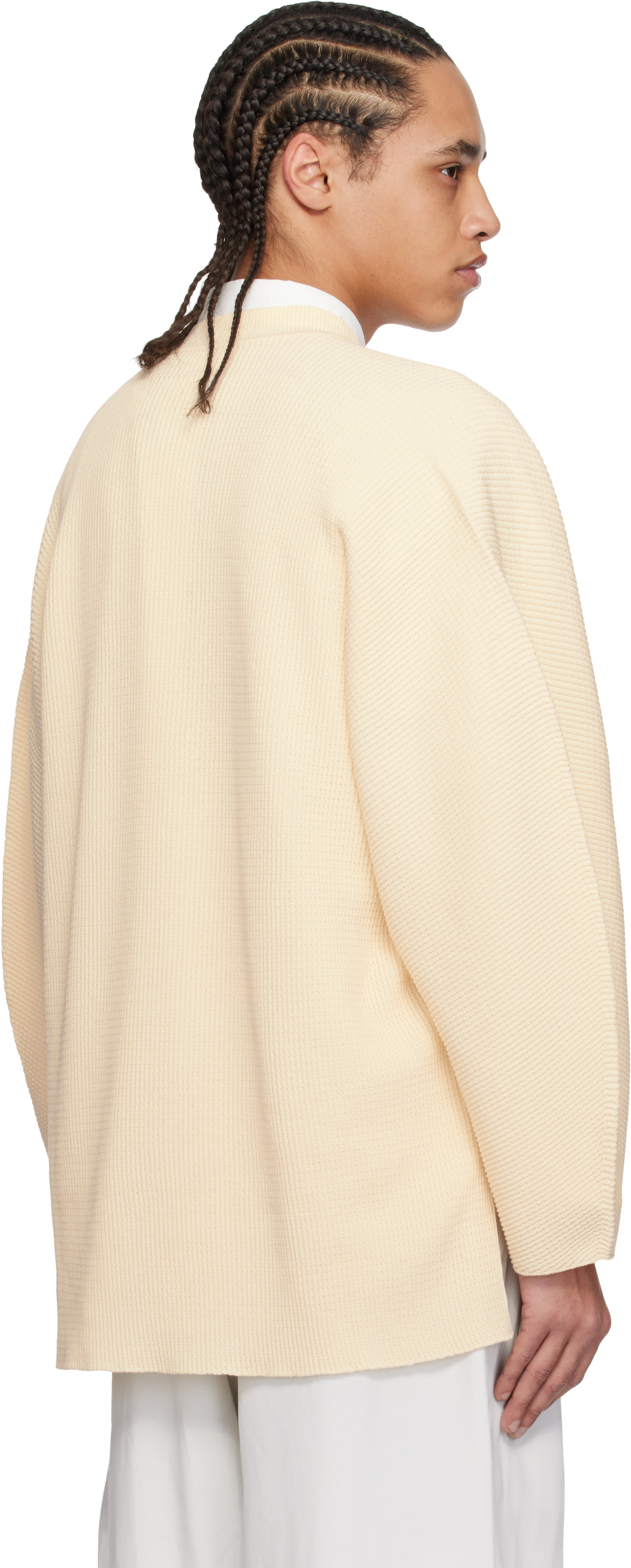 Homme Plissé Issey Miyake Beige Tight Twist Cotton Knit Sweater