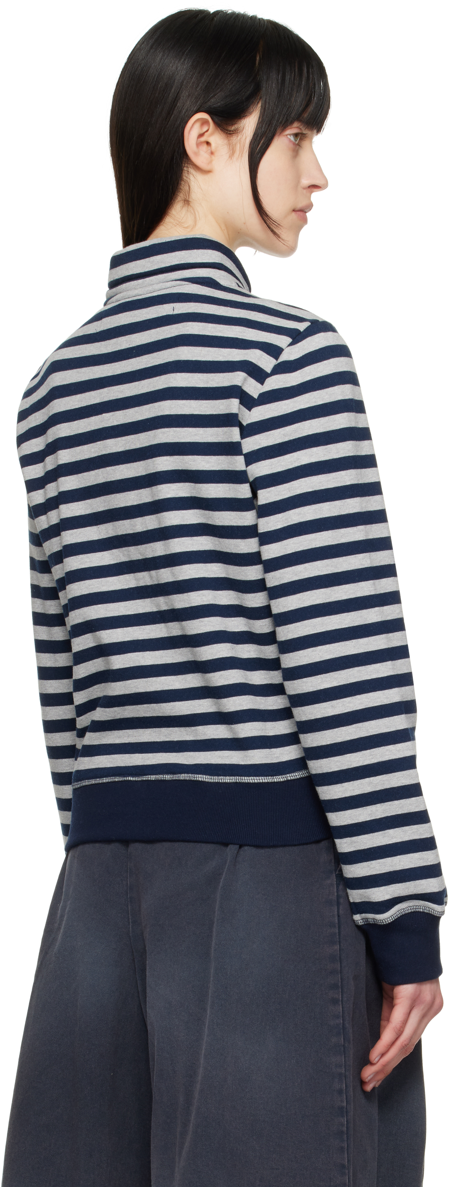 Shop Navy & Gray Appliqué Zipup Sweatshirt on Sale at