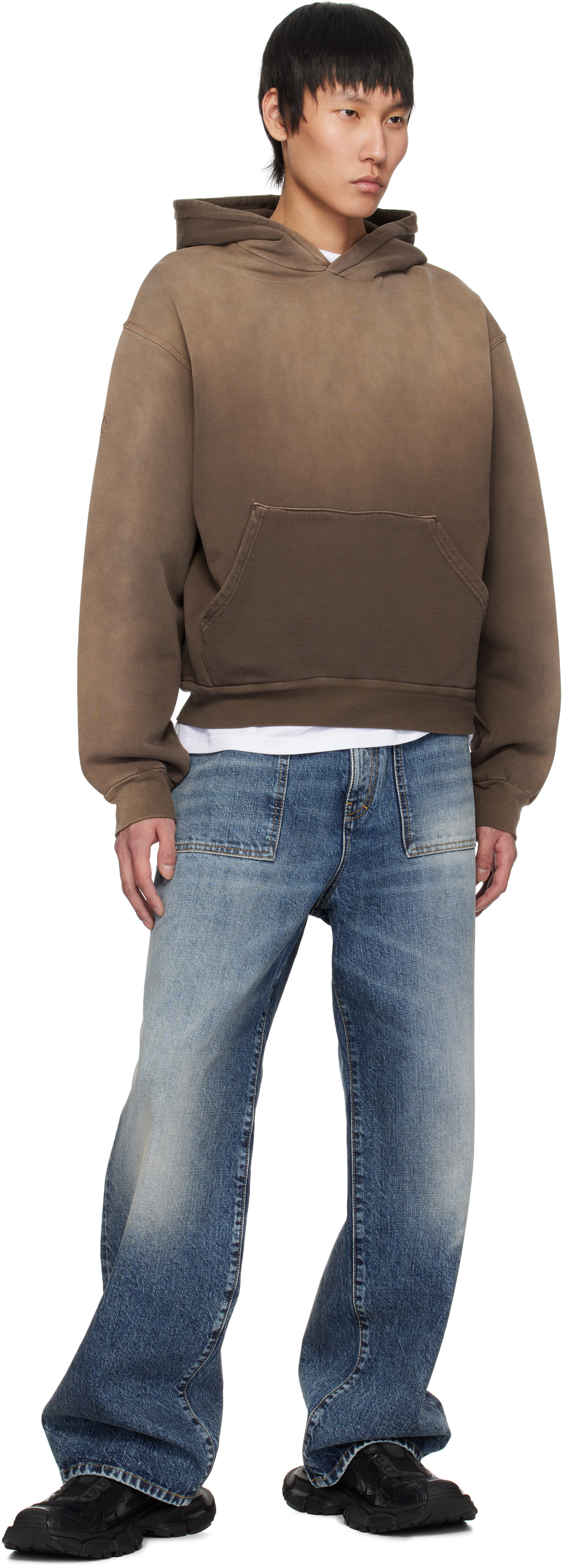 Shop Brown Garment Dye Boxy Hoodie on Sale at BeyondStyle